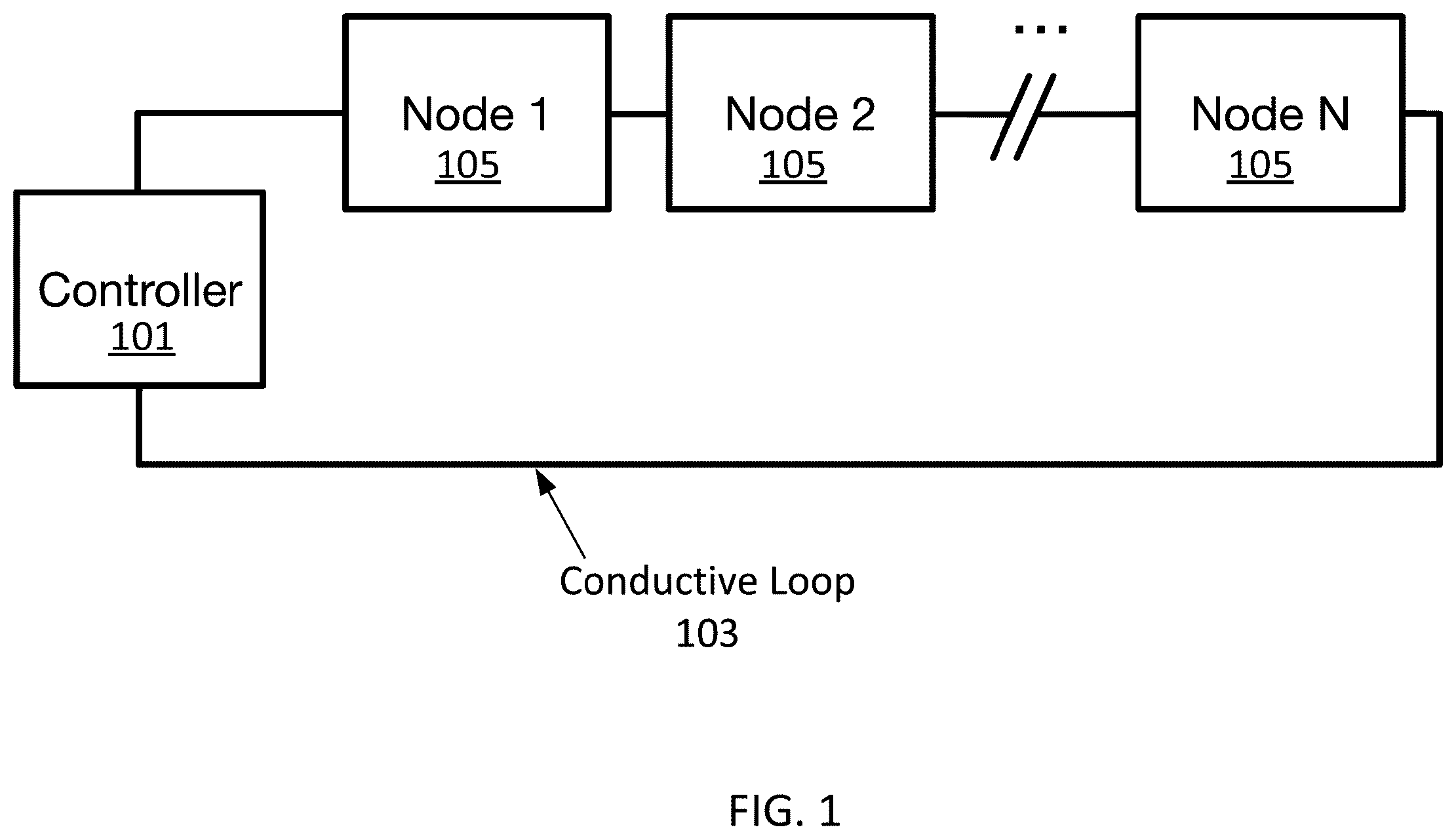 Patent US12567537 Figure 1 – Inductive power and communications bus