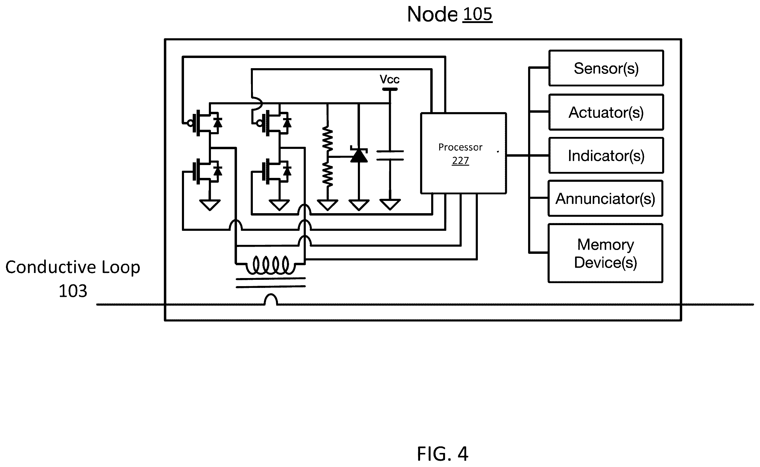Patent US12567537 Figure 4 – Inductive power and communications bus