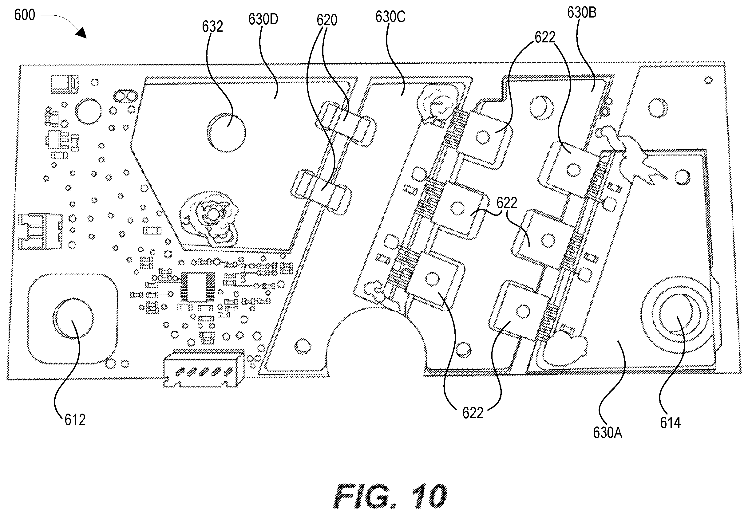 Patent US12567607 Figure 10 – Lithium-ion battery management system (BMS) having compact heat sinking arrangement, lithium-ion battery having BMS with compact heat sinking arrangement, and method of making BMS with compact heat sinking arrangement