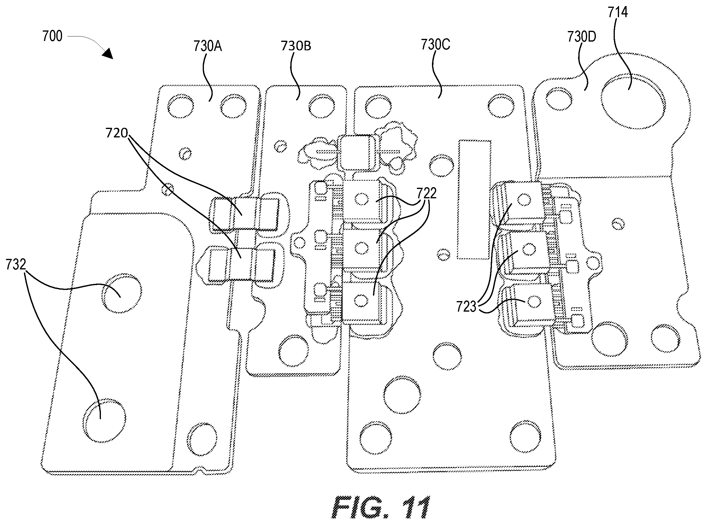Patent US12567607 Figure 11 – Lithium-ion battery management system (BMS) having compact heat sinking arrangement, lithium-ion battery having BMS with compact heat sinking arrangement, and method of making BMS with compact heat sinking arrangement