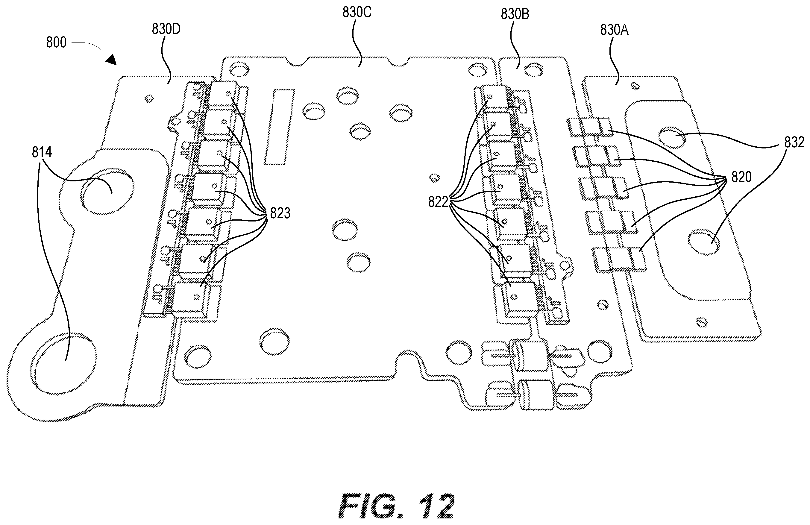 Patent US12567607 Figure 12 – Lithium-ion battery management system (BMS) having compact heat sinking arrangement, lithium-ion battery having BMS with compact heat sinking arrangement, and method of making BMS with compact heat sinking arrangement
