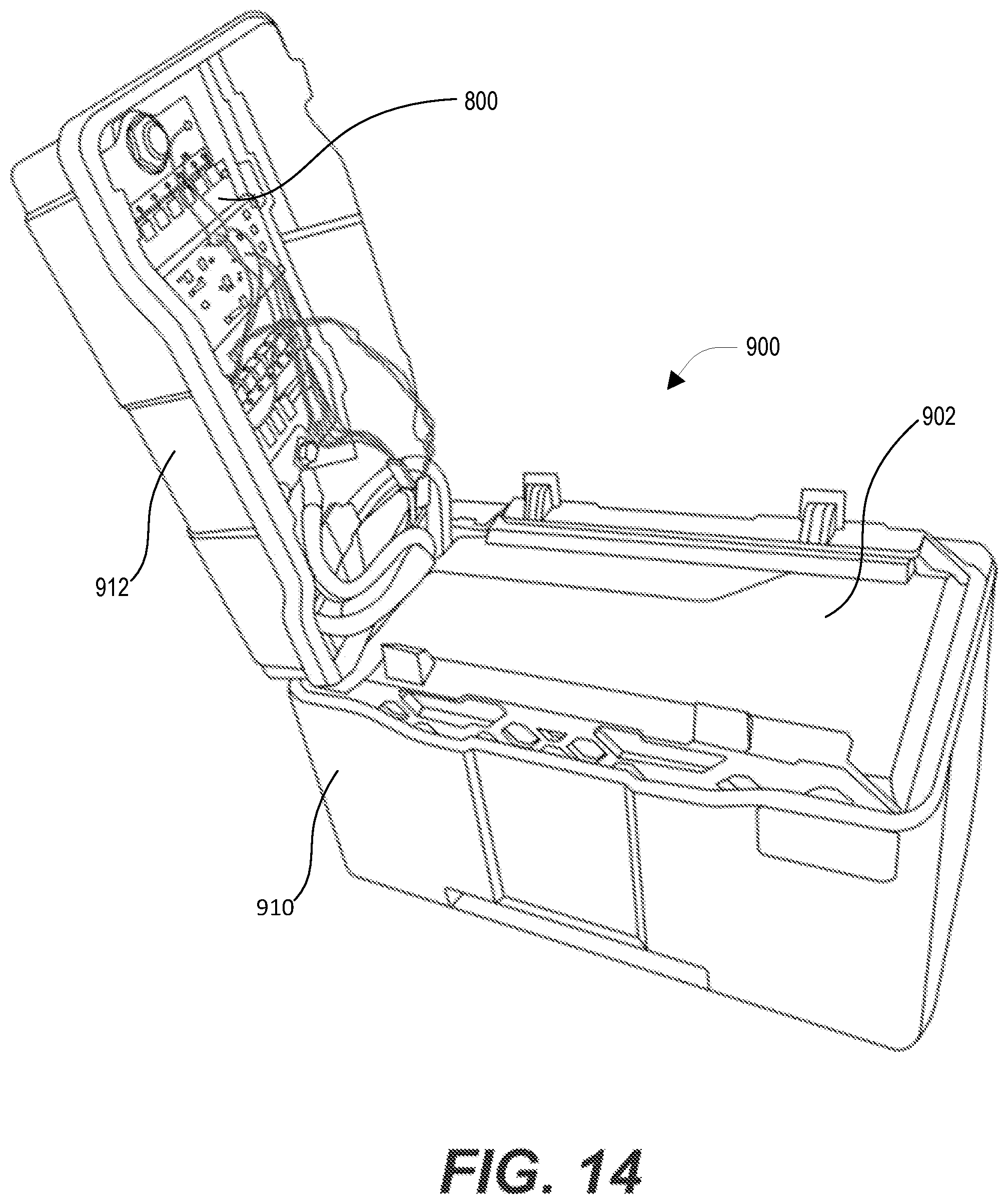 Patent US12567607 Figure 14 – Lithium-ion battery management system (BMS) having compact heat sinking arrangement, lithium-ion battery having BMS with compact heat sinking arrangement, and method of making BMS with compact heat sinking arrangement