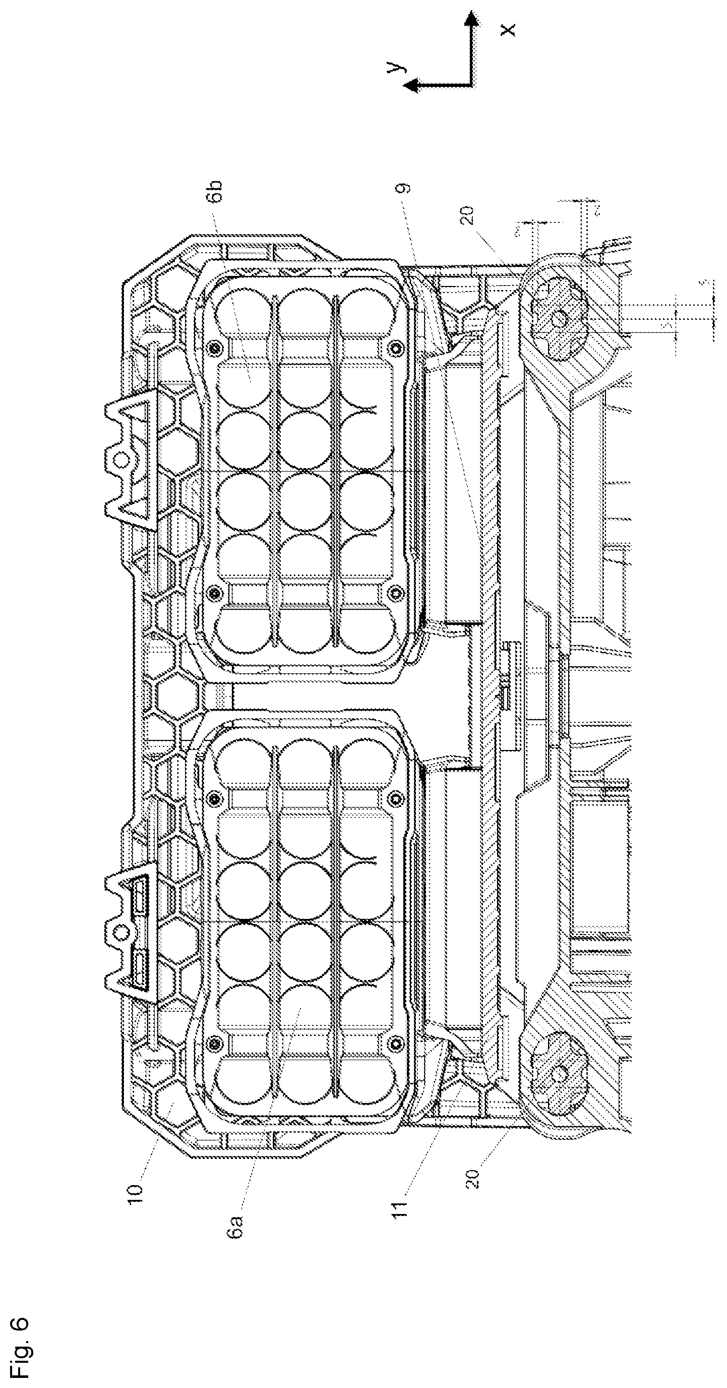 Patent US12567633 Figure 6 – Impact damping device for a rechargeable battery