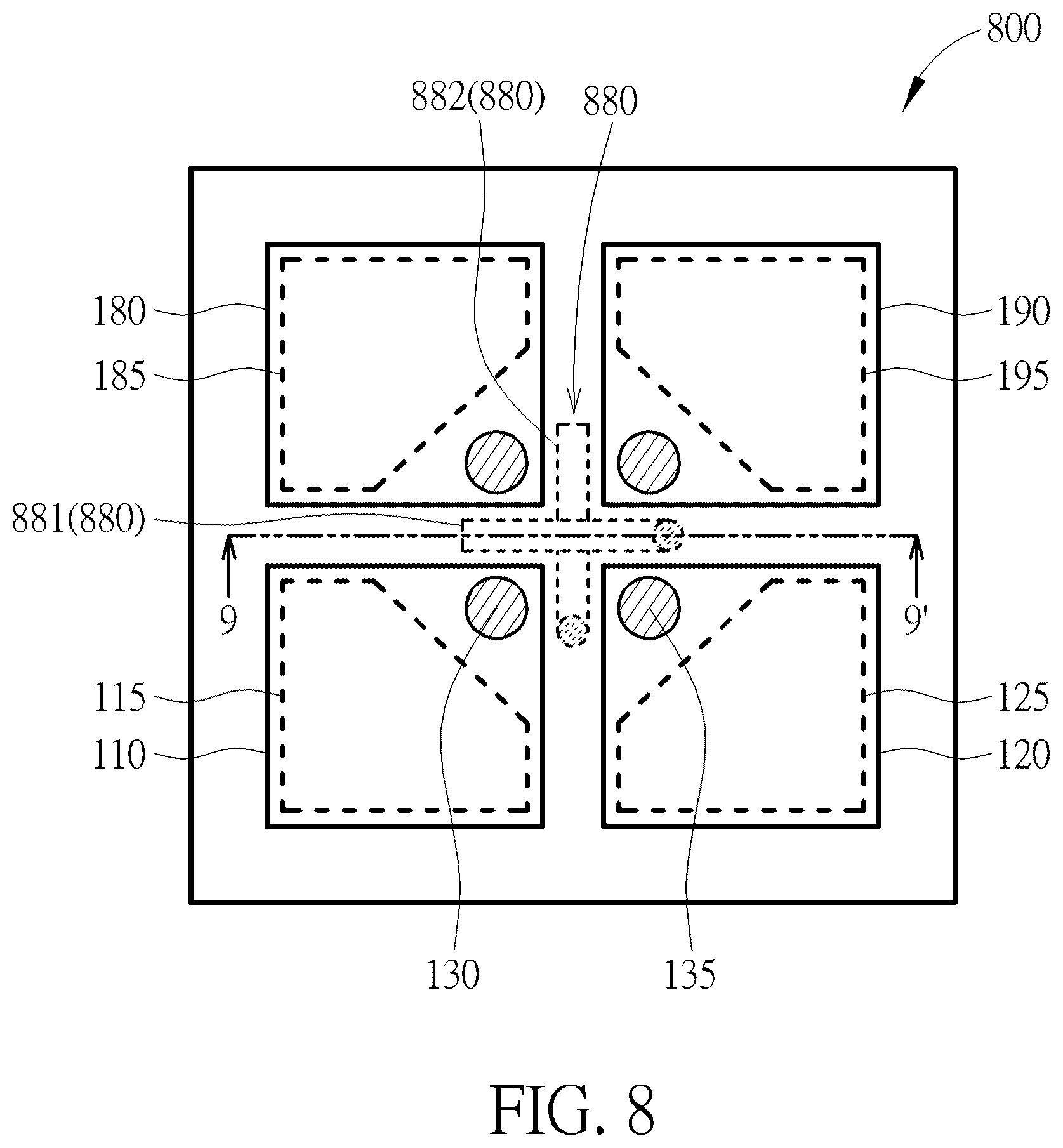 Patent US12567670 Figure 8 – Antenna including conductive plates and conductive loops and capable of reducing spurious emissions