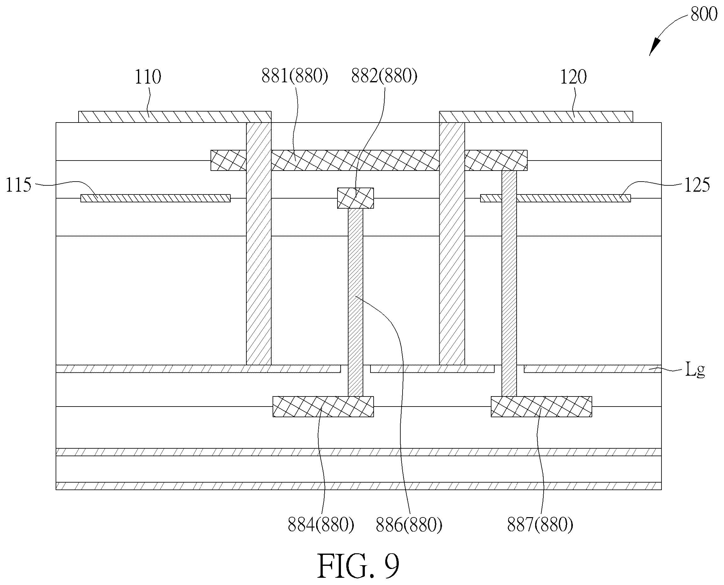 Patent US12567670 Figure 9 – Antenna including conductive plates and conductive loops and capable of reducing spurious emissions