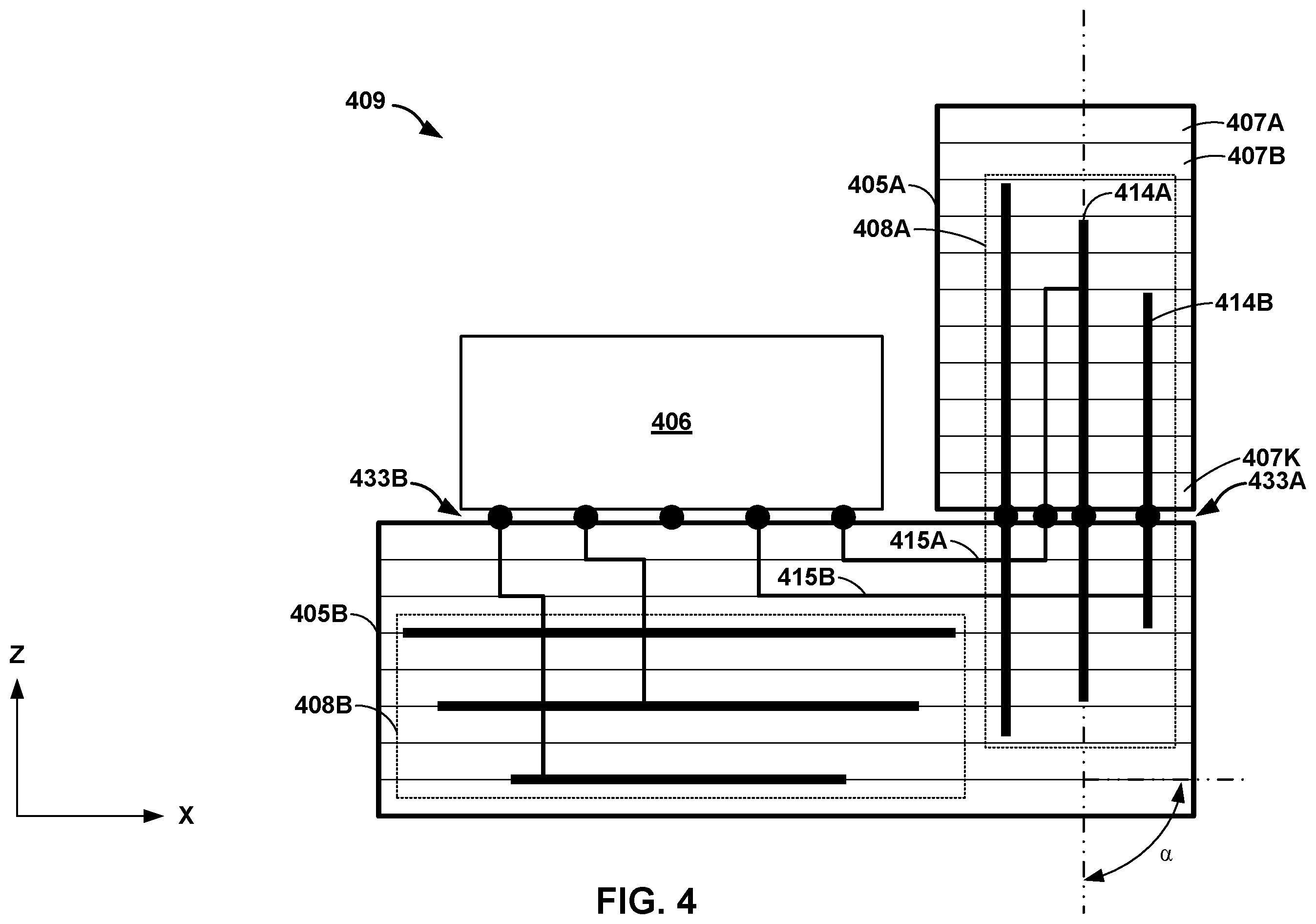 Patent US12567671 Figure 3 – Angled meshed patch antenna array