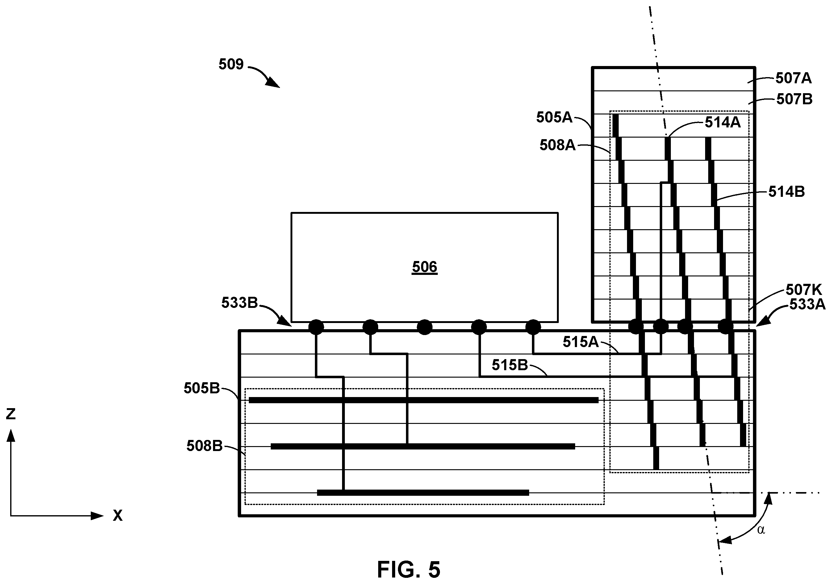 Patent US12567671 Figure 4 – Angled meshed patch antenna array