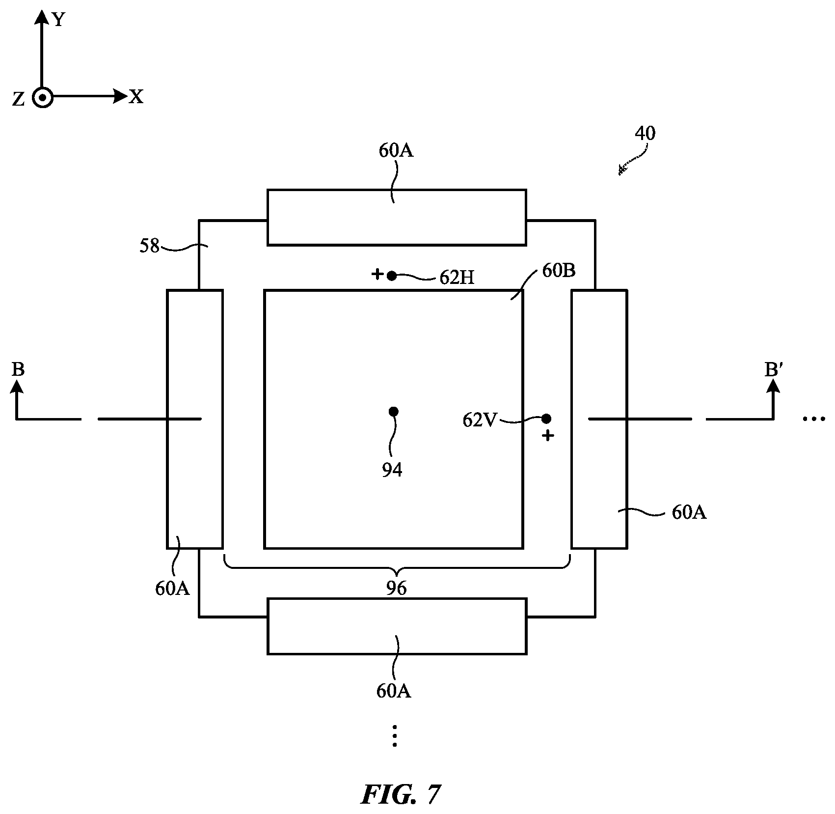 Patent US12567673 Figure 7 – Electronic device having stacked-patch antenna with floating ground via