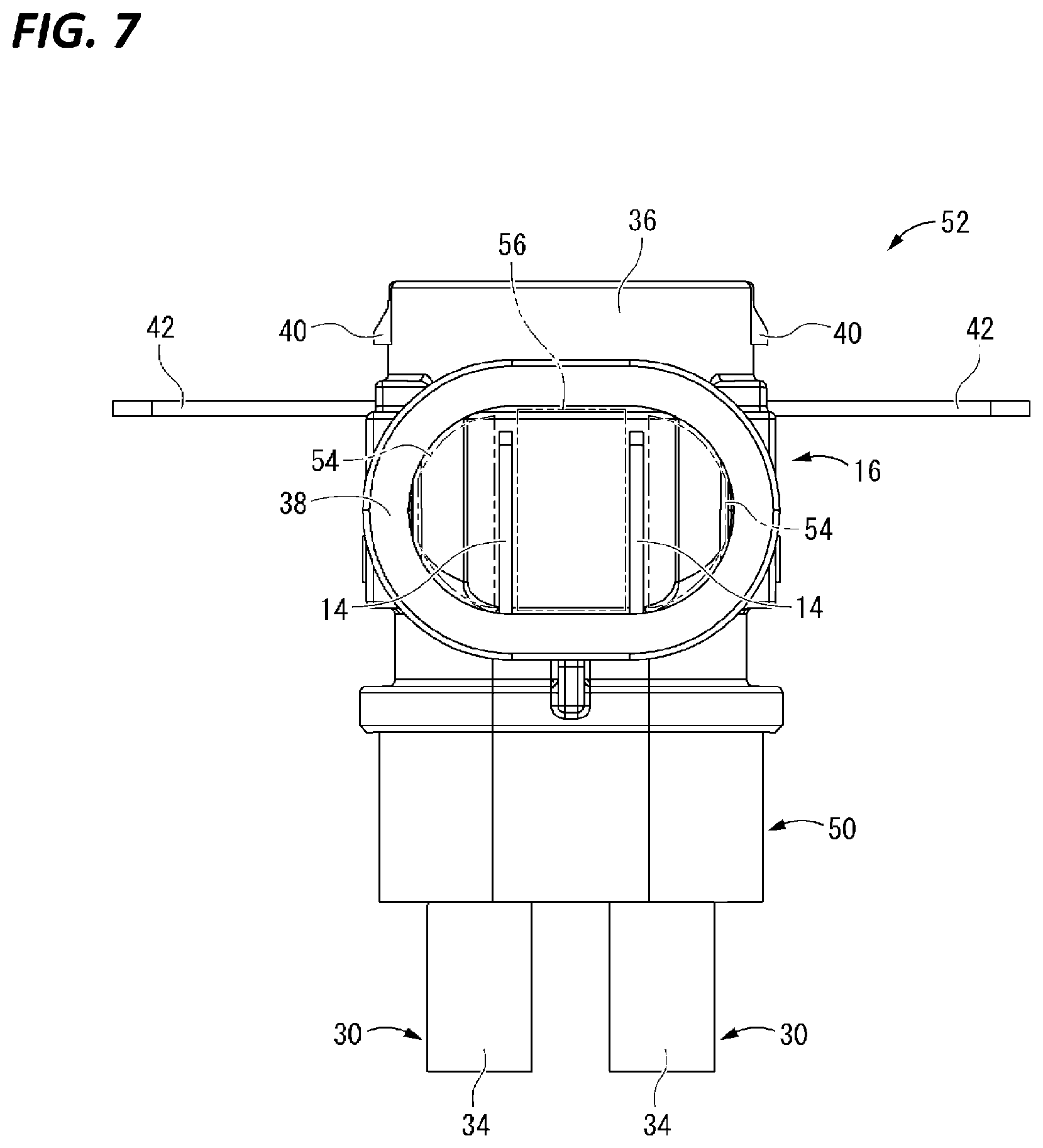 Patent US12567692 Figure 7 – Connector with contact pressure applying component