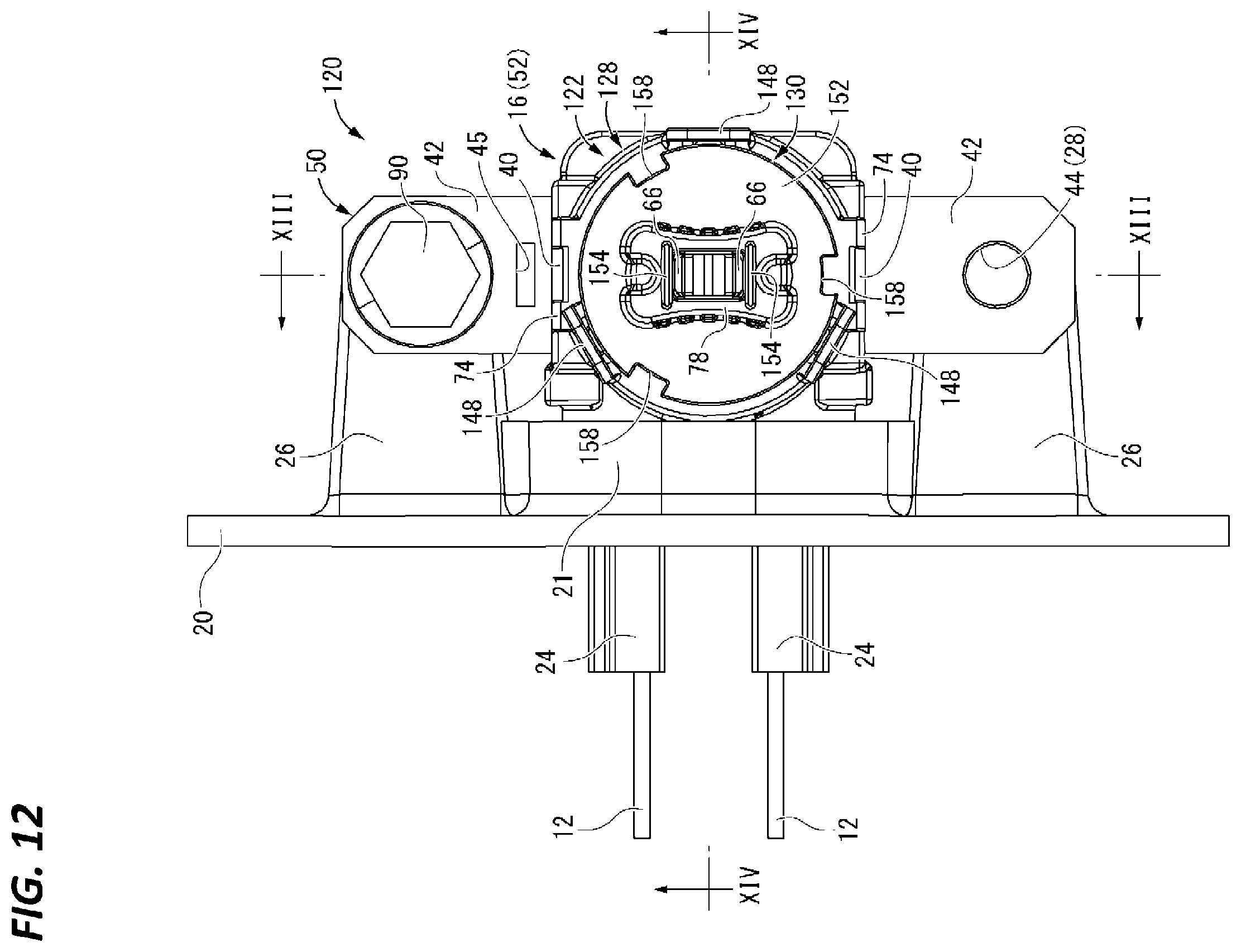 Patent US12567692 Figure 12 – Connector with contact pressure applying component