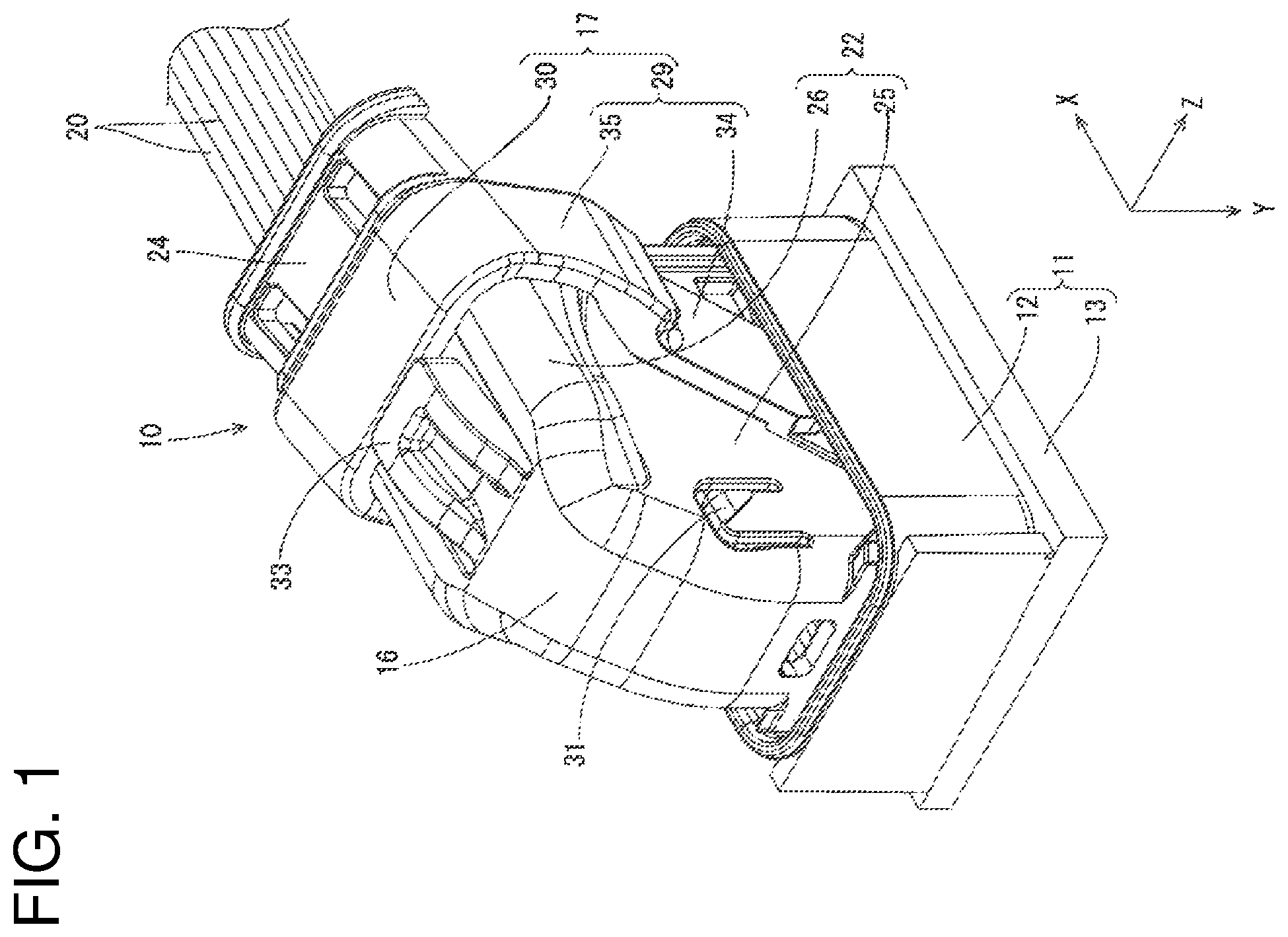 Patent US12567702 Figure 1 – Lever-type connector