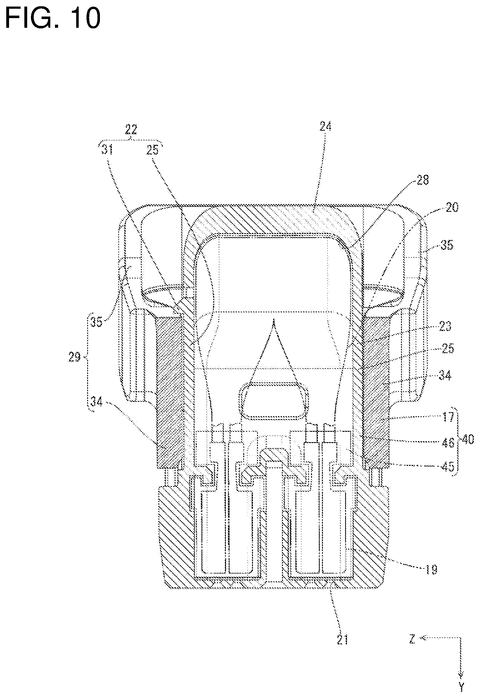 Patent US12567702 Figure 10 – Lever-type connector