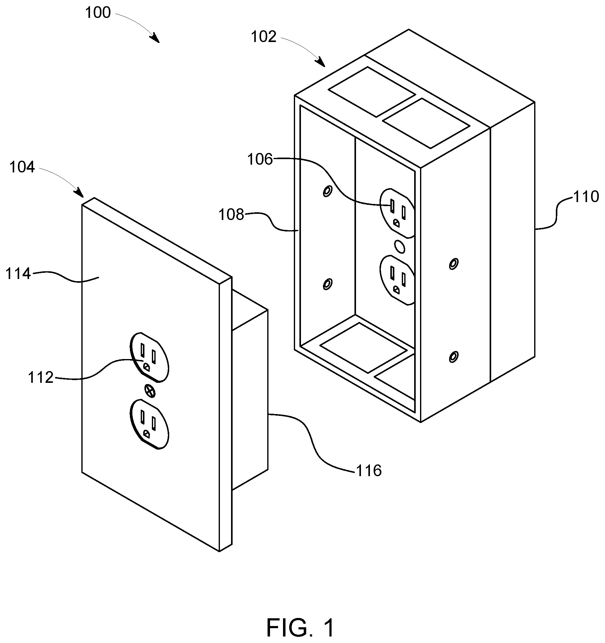 Patent US12567727 Figure 1 – Electrical outlet system