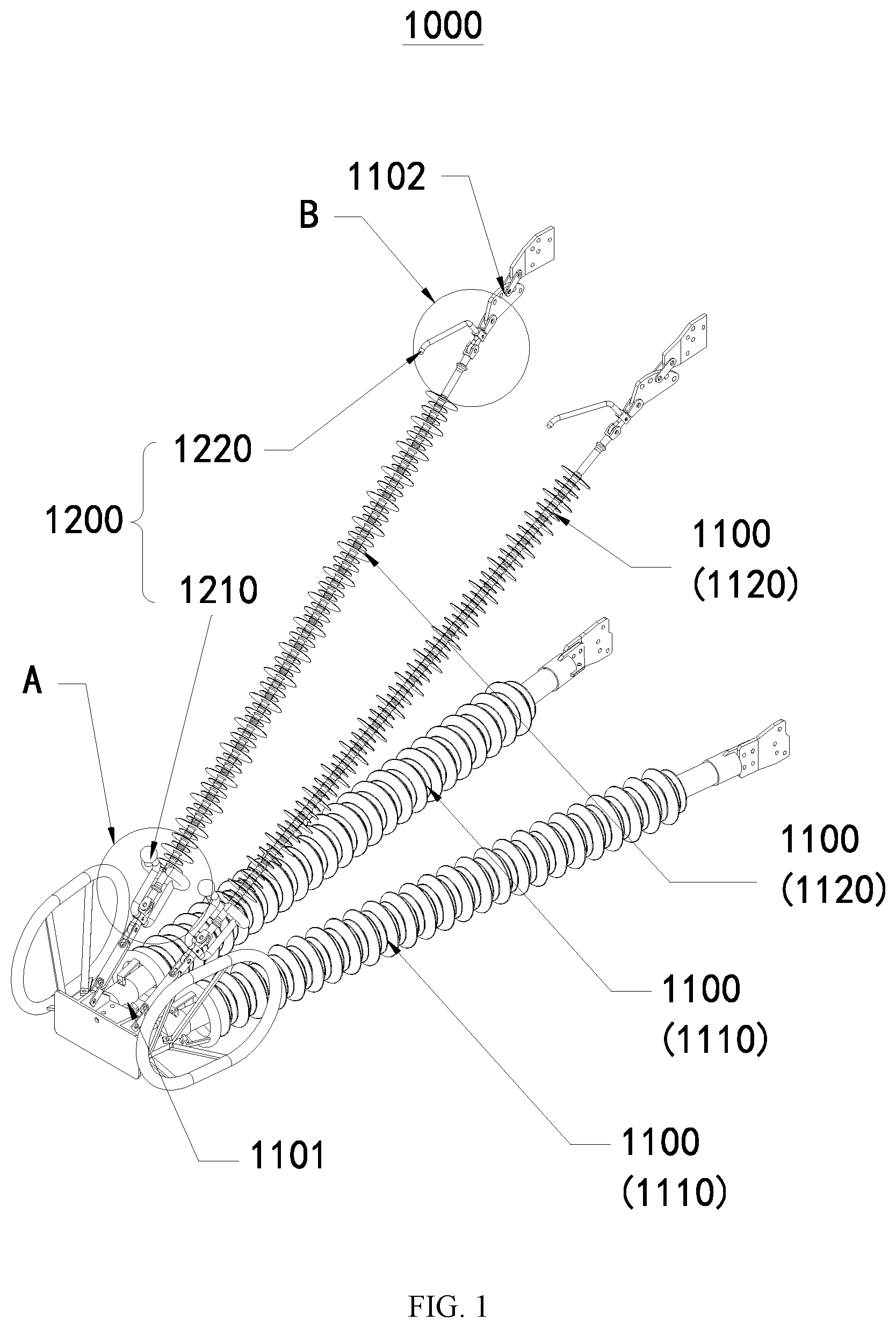 Patent US12567729 Figure 1 – Composite crossarm and power transmission tower