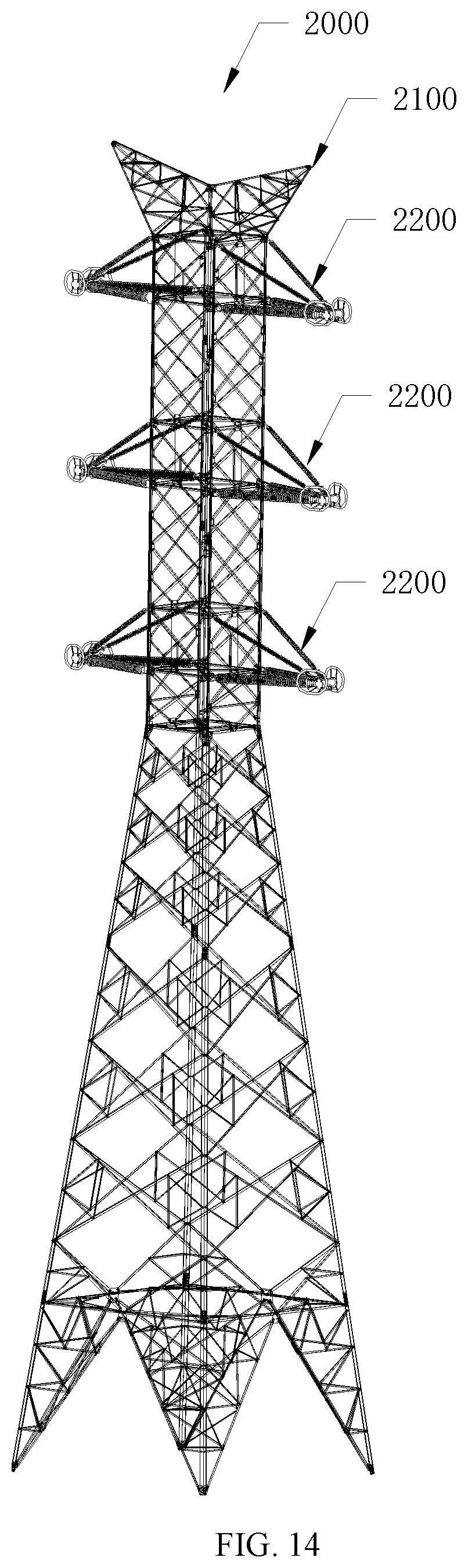 Patent US12567729 Figure 14 – Composite crossarm and power transmission tower