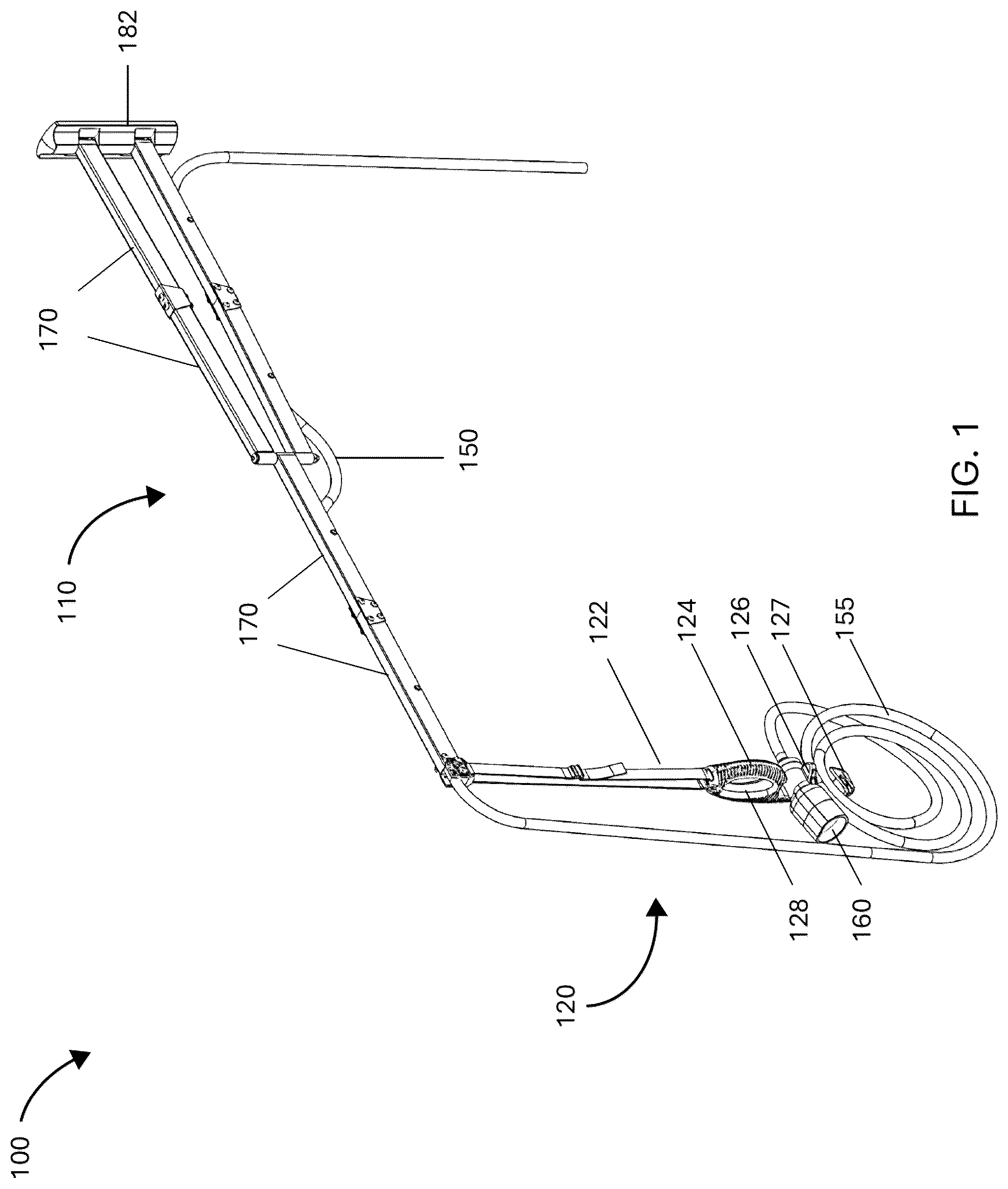 Patent US12567730 Figure 1 – Modular charging cable support arm