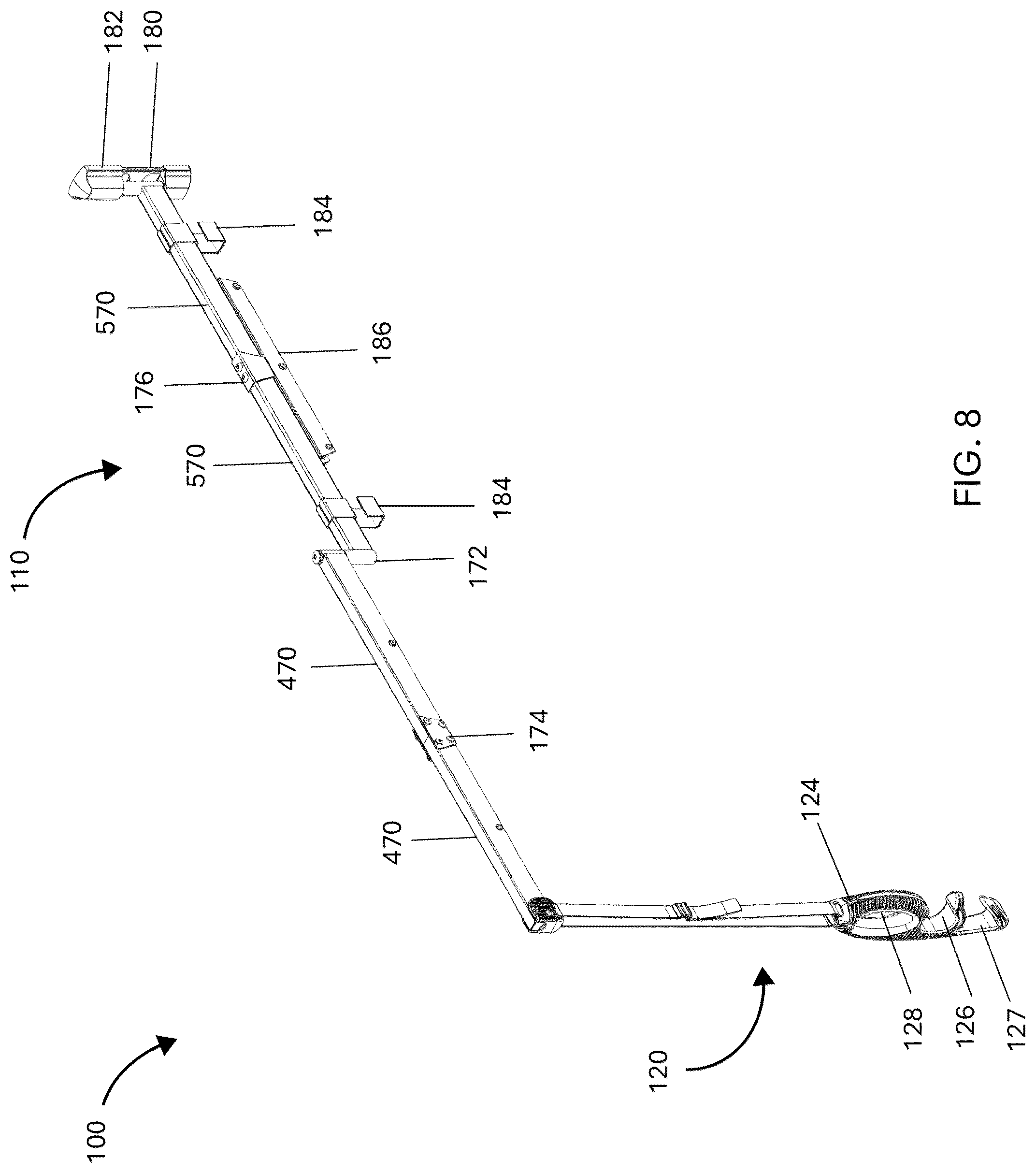 Patent US12567730 Figure 8 – Modular charging cable support arm
