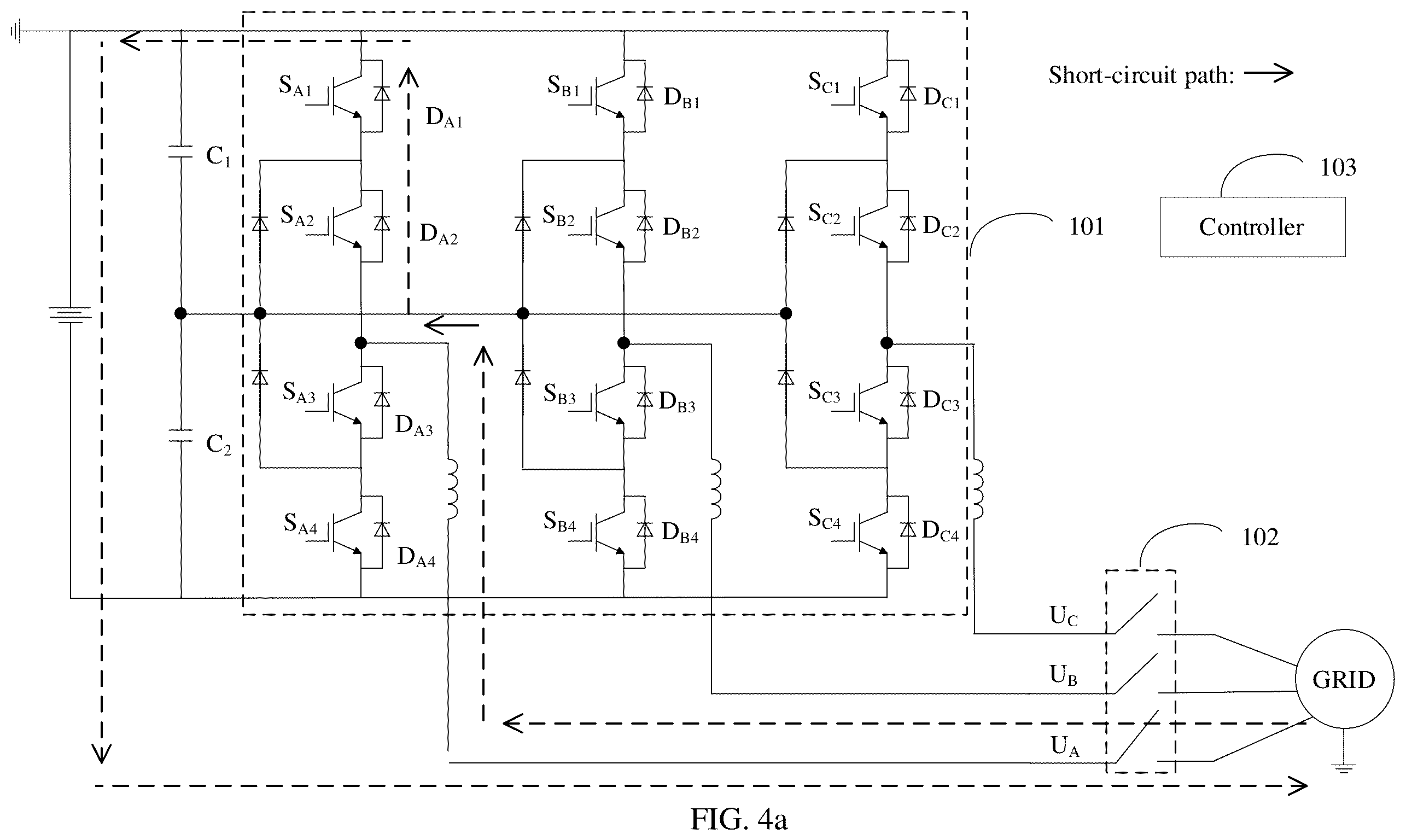 Patent US12567748 Figure 3 – Power converter and protection method for short circuit to ground on direct current side thereof