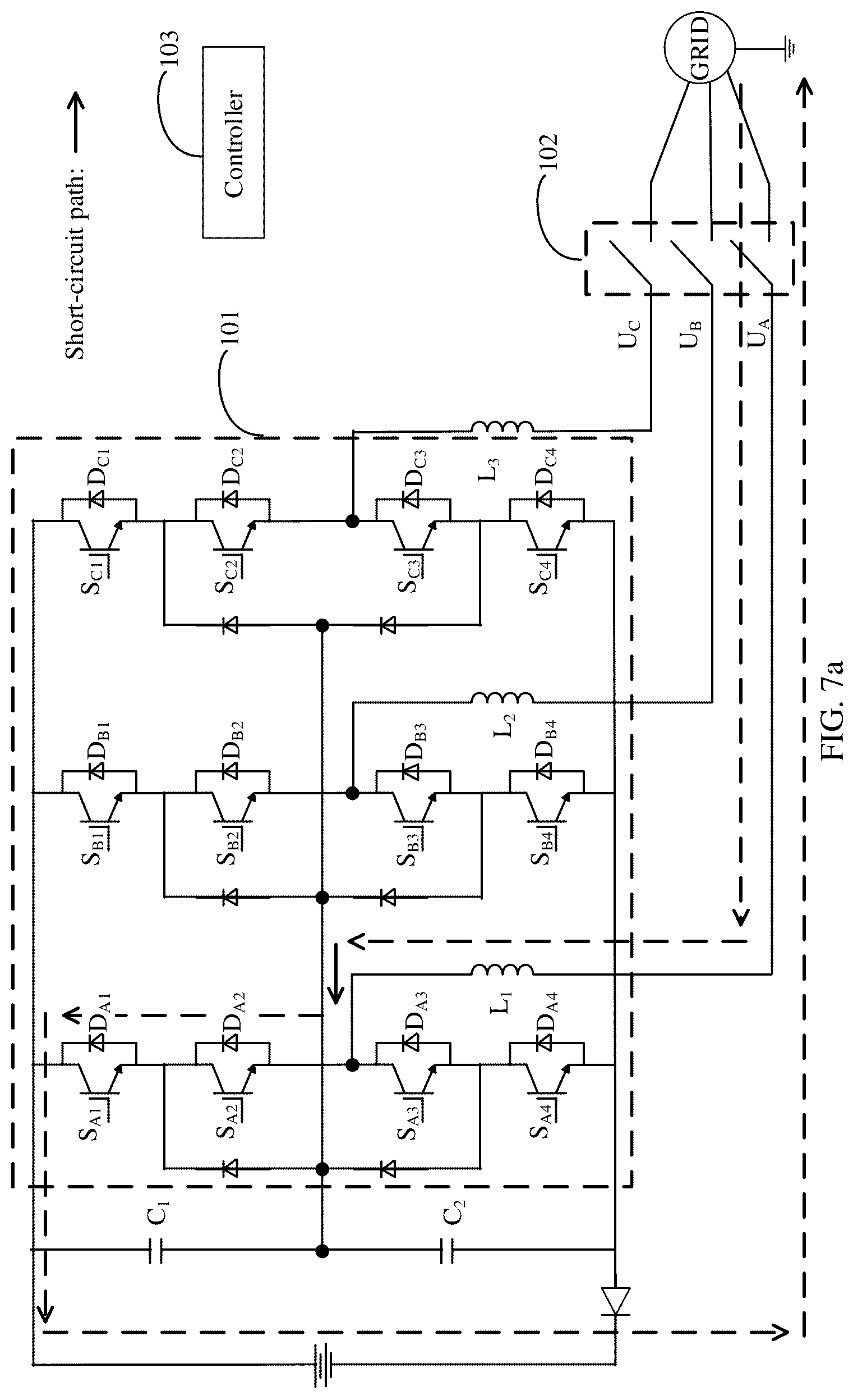 Patent US12567748 Figure 8 – Power converter and protection method for short circuit to ground on direct current side thereof