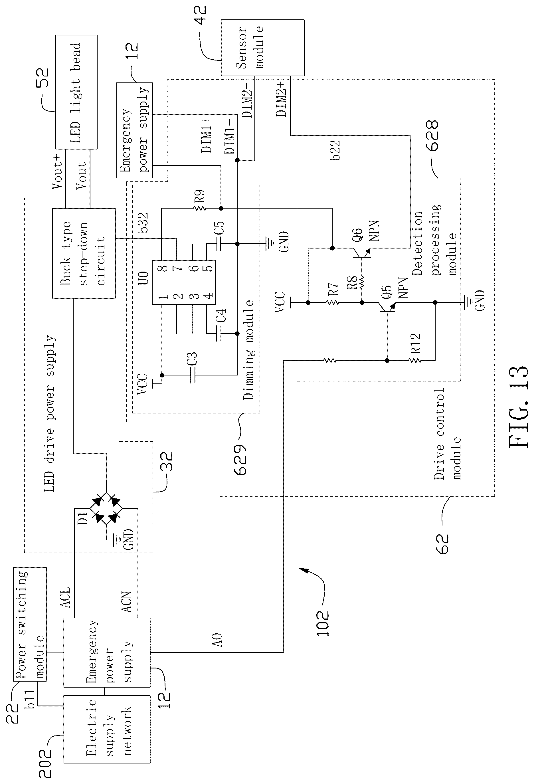 Patent US12567760 Figure 7 – LED lamp drive system with emergency power supply thereof