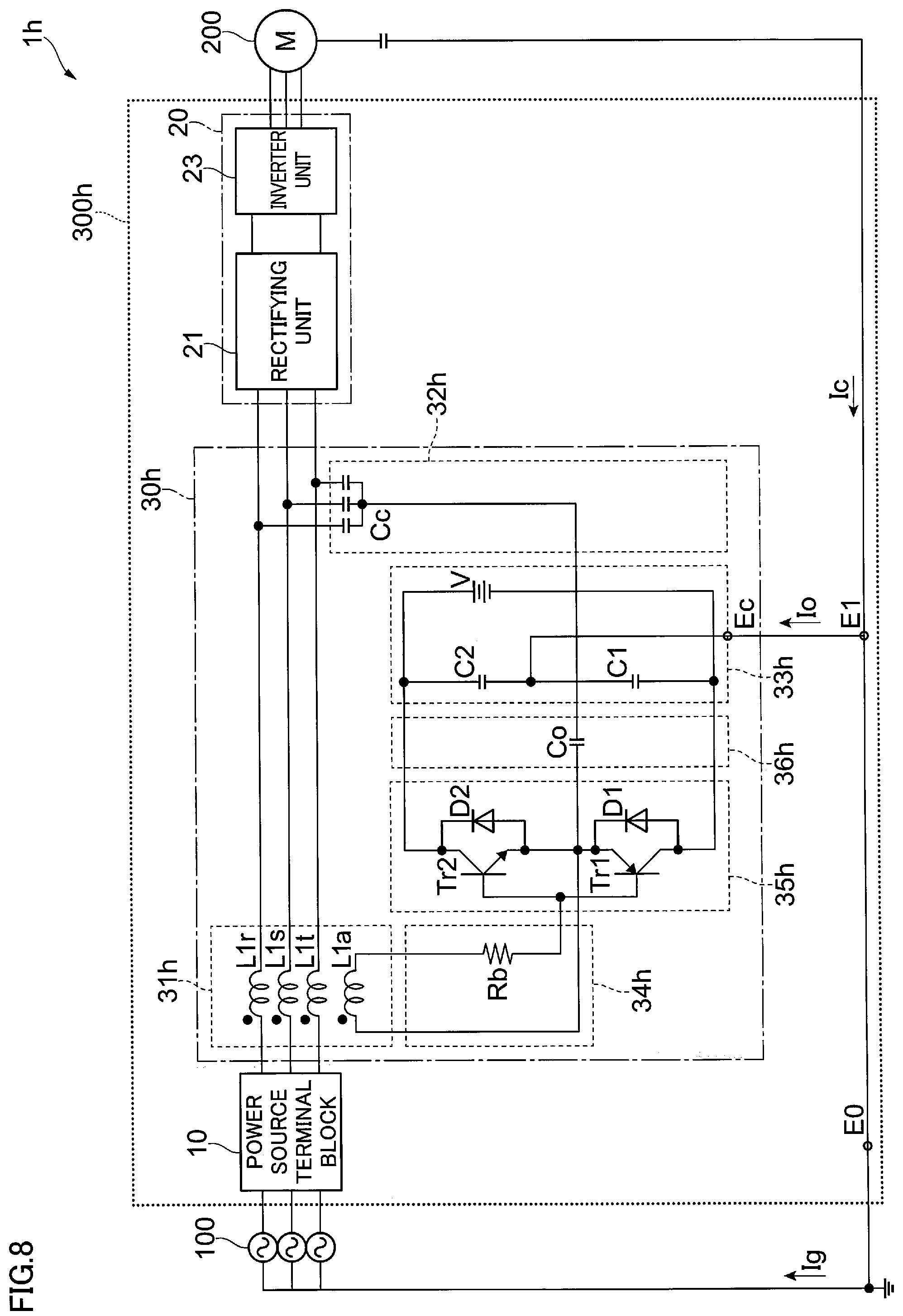 Patent US12567795 Figure 8 – Noise reduction circuitry, load system and power conversion device