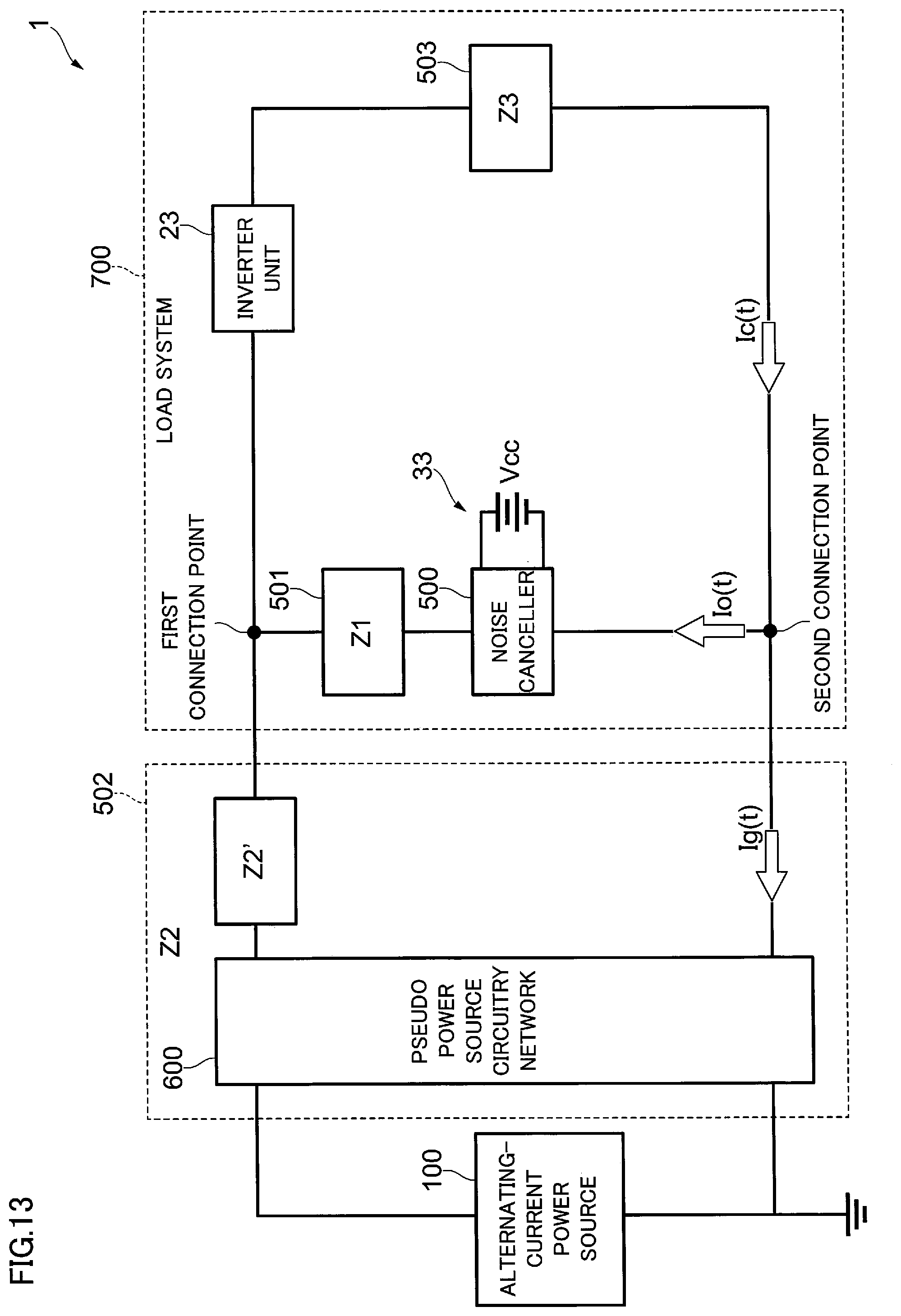 Patent US12567795 Figure 13 – Noise reduction circuitry, load system and power conversion device