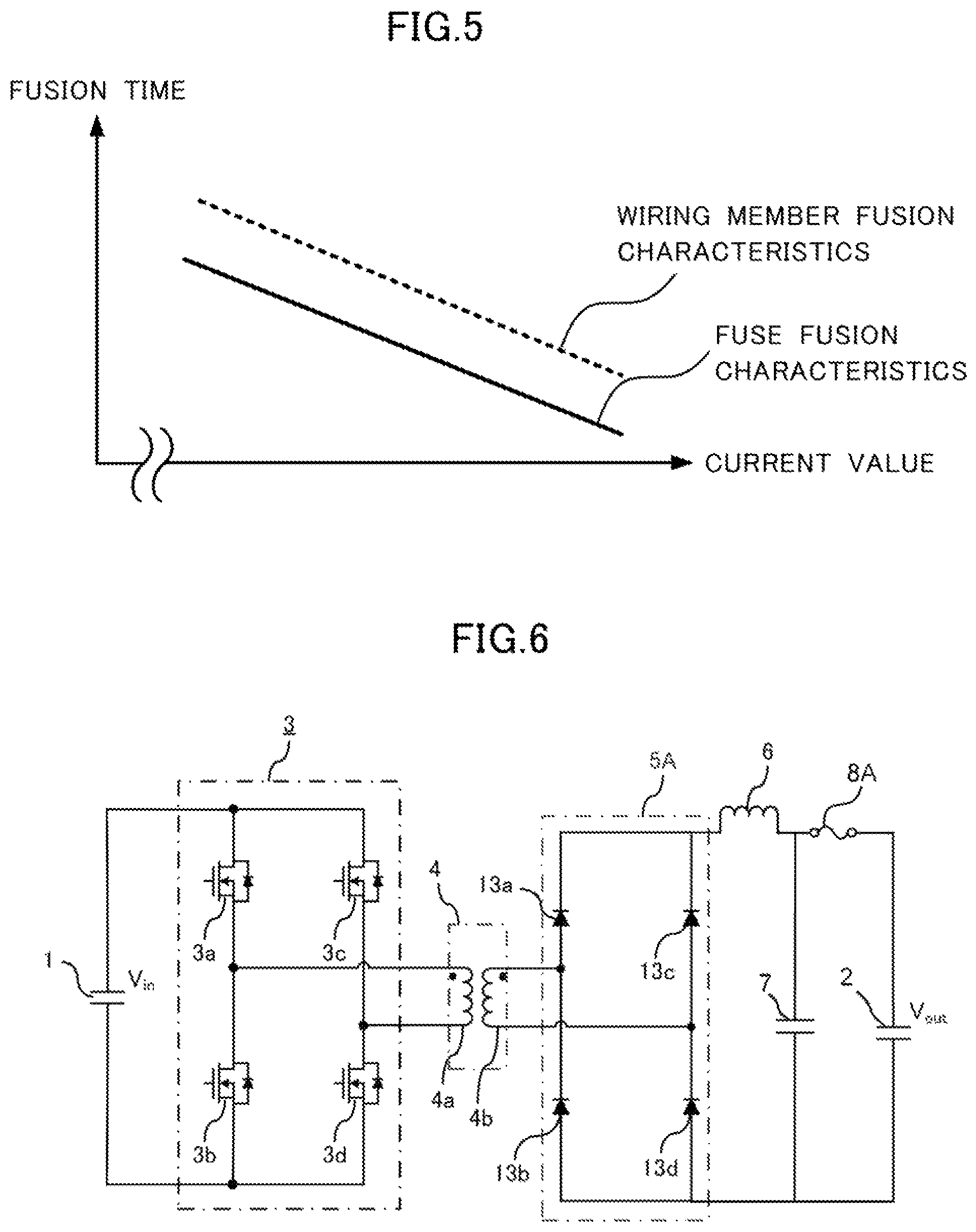 Patent US12567801 Figure 5 – Power conversion device having a fuse connected in series with a plate-like wiring member
