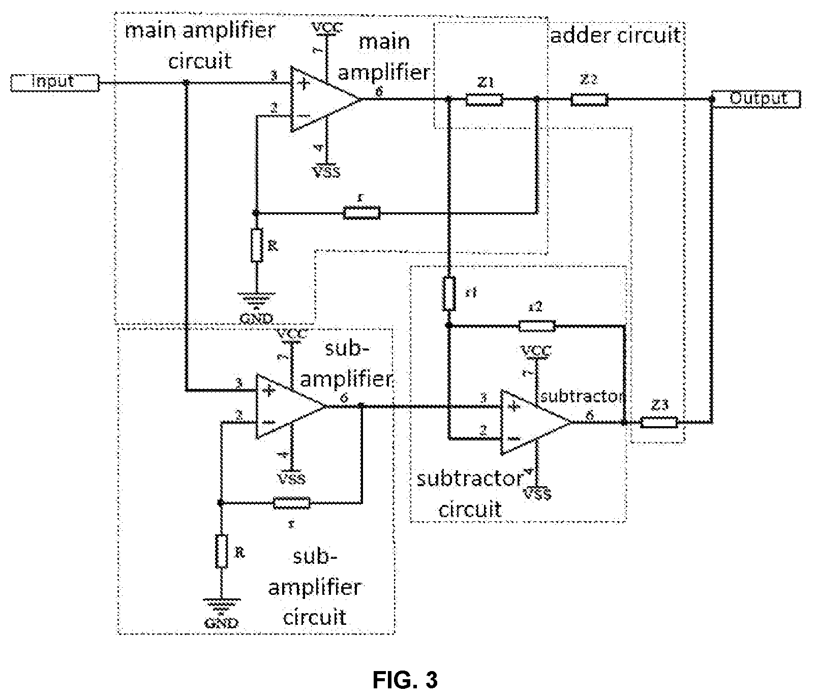 Patent US12567839 Figure 2 – Feedforward amplifier circuit, audio amplifier and audio playing device