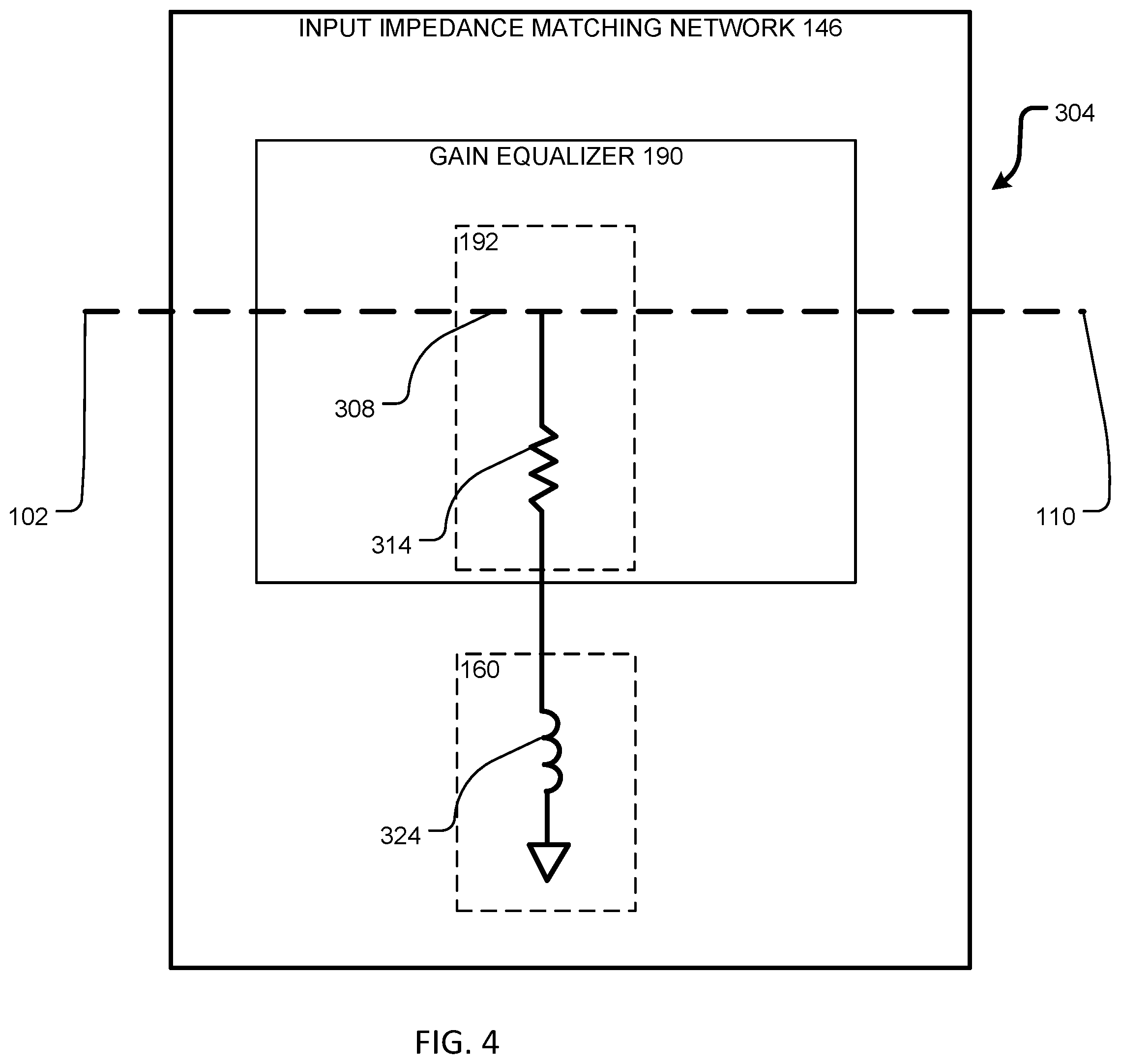 Patent US12567842 Figure 5 – Radio frequency power amplifier implementing a gain equalizer and a process of implementing the same