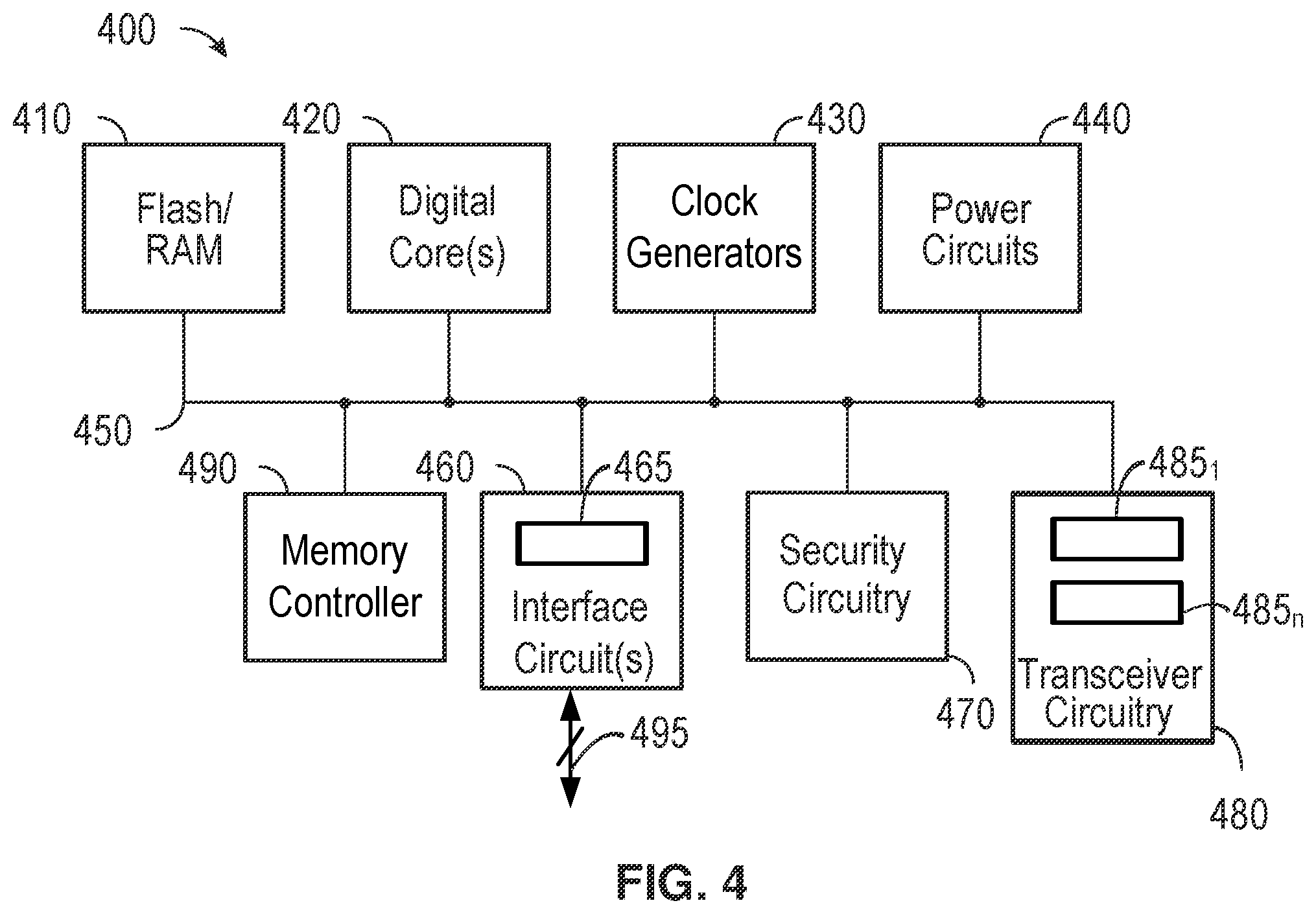 Patent US12567943 Figure 4 – Mitigating digital interference within radio frequency circuitry