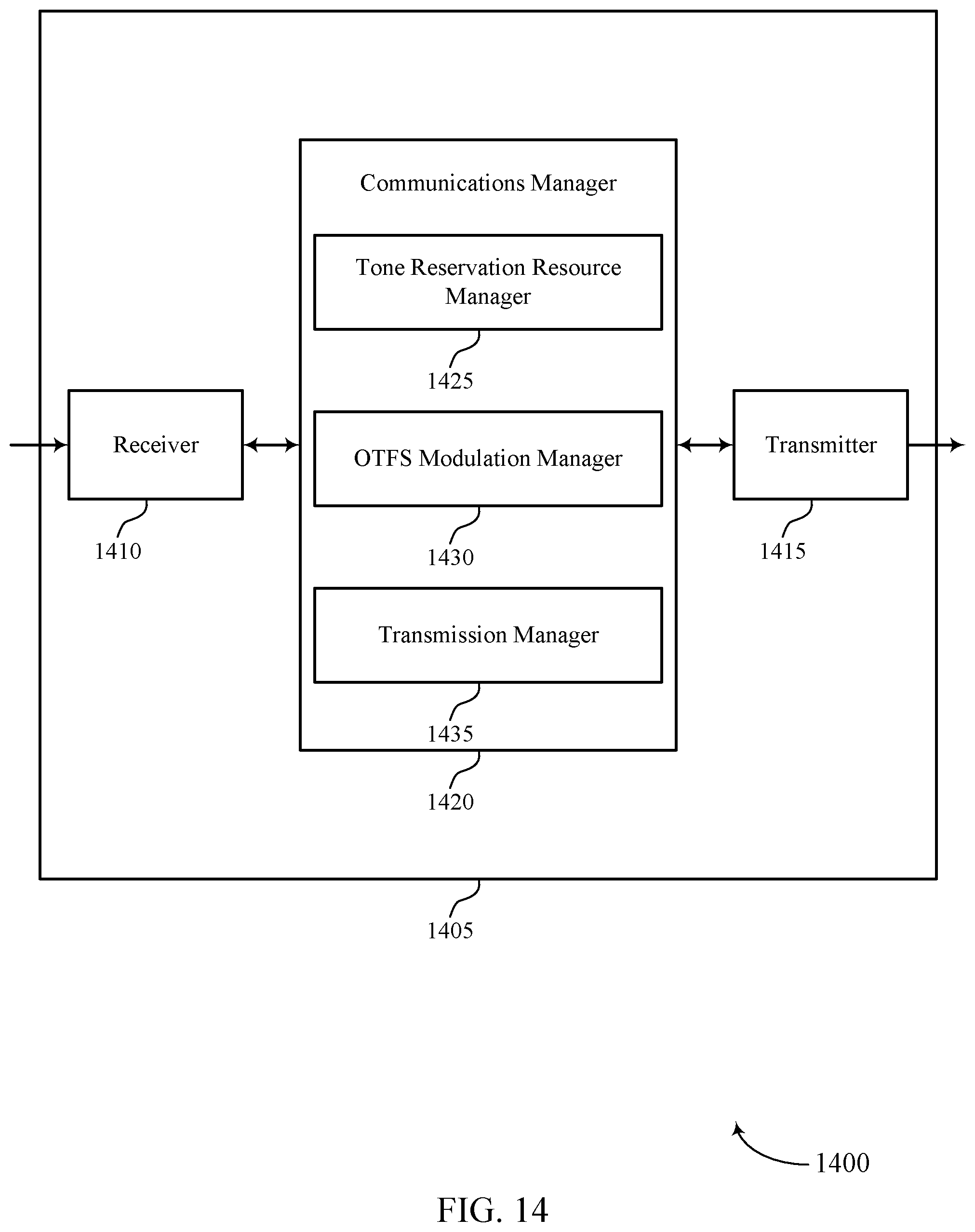 Patent US12568012 Figure 14 – Techniques for tone reservation in orthogonal time-frequency space waveform communications