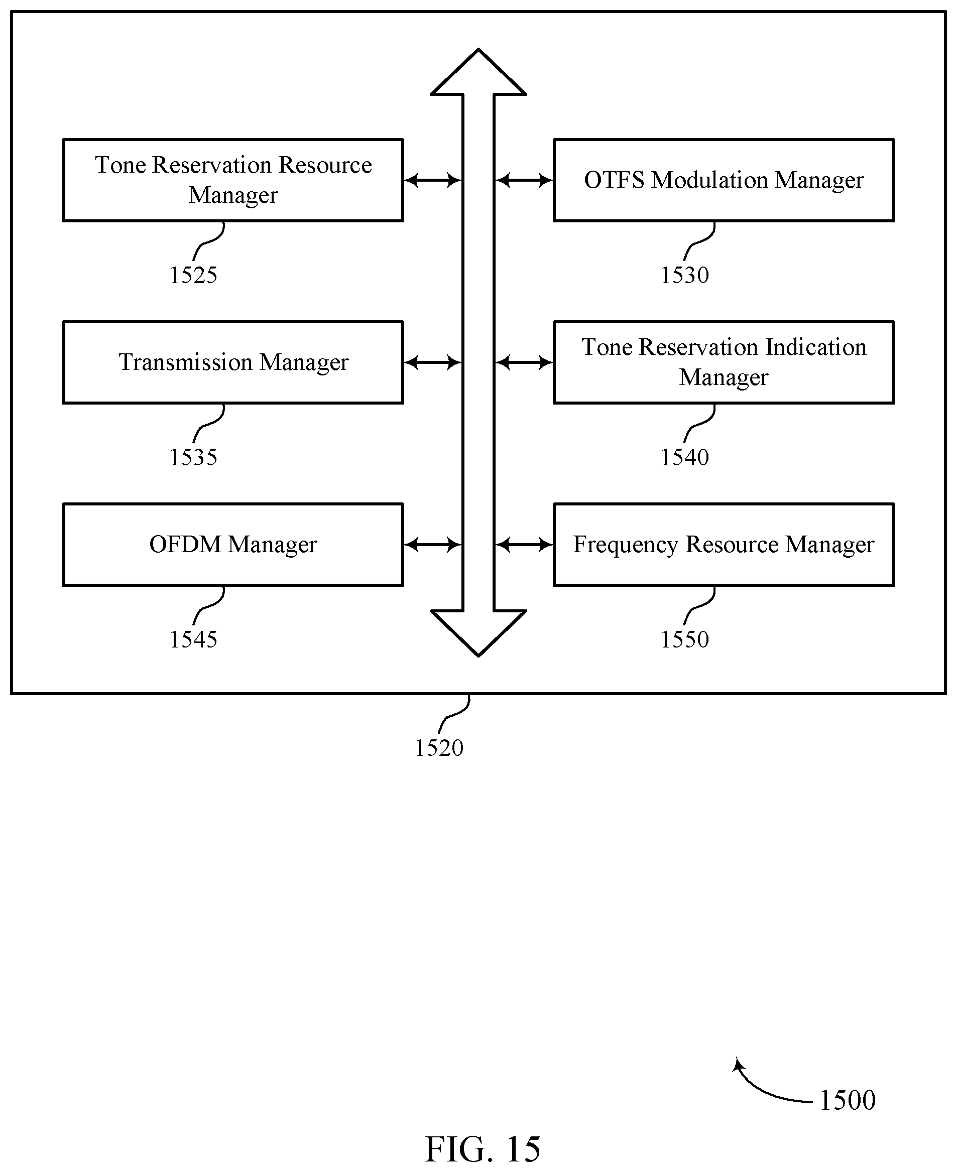 Patent US12568012 Figure 15 – Techniques for tone reservation in orthogonal time-frequency space waveform communications