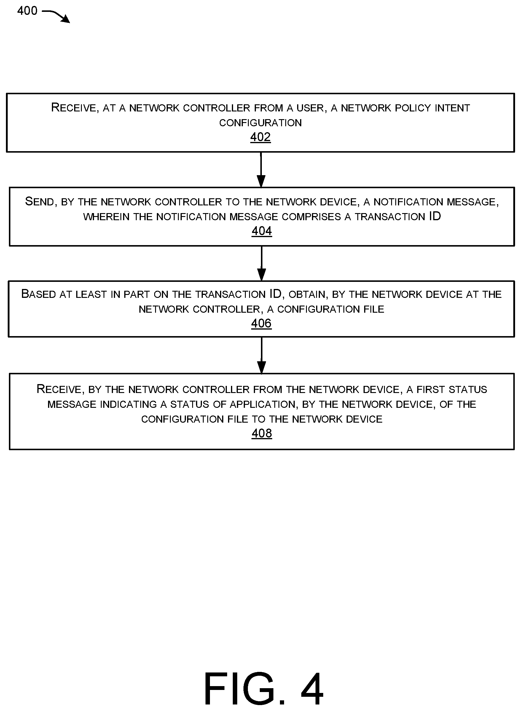 Patent US12568014 Figure 4 – Distribution of intent based network configuration of network devices including multi-tenant network devices