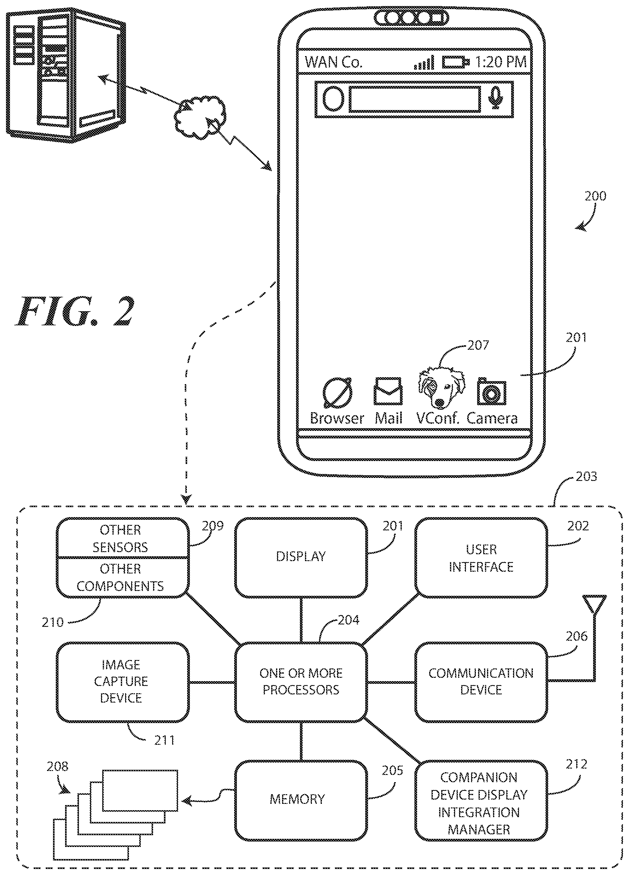 Patent US12568130 Figure 2 – Methods, systems, and devices for presenting content selection and verification presentations in a videoconference