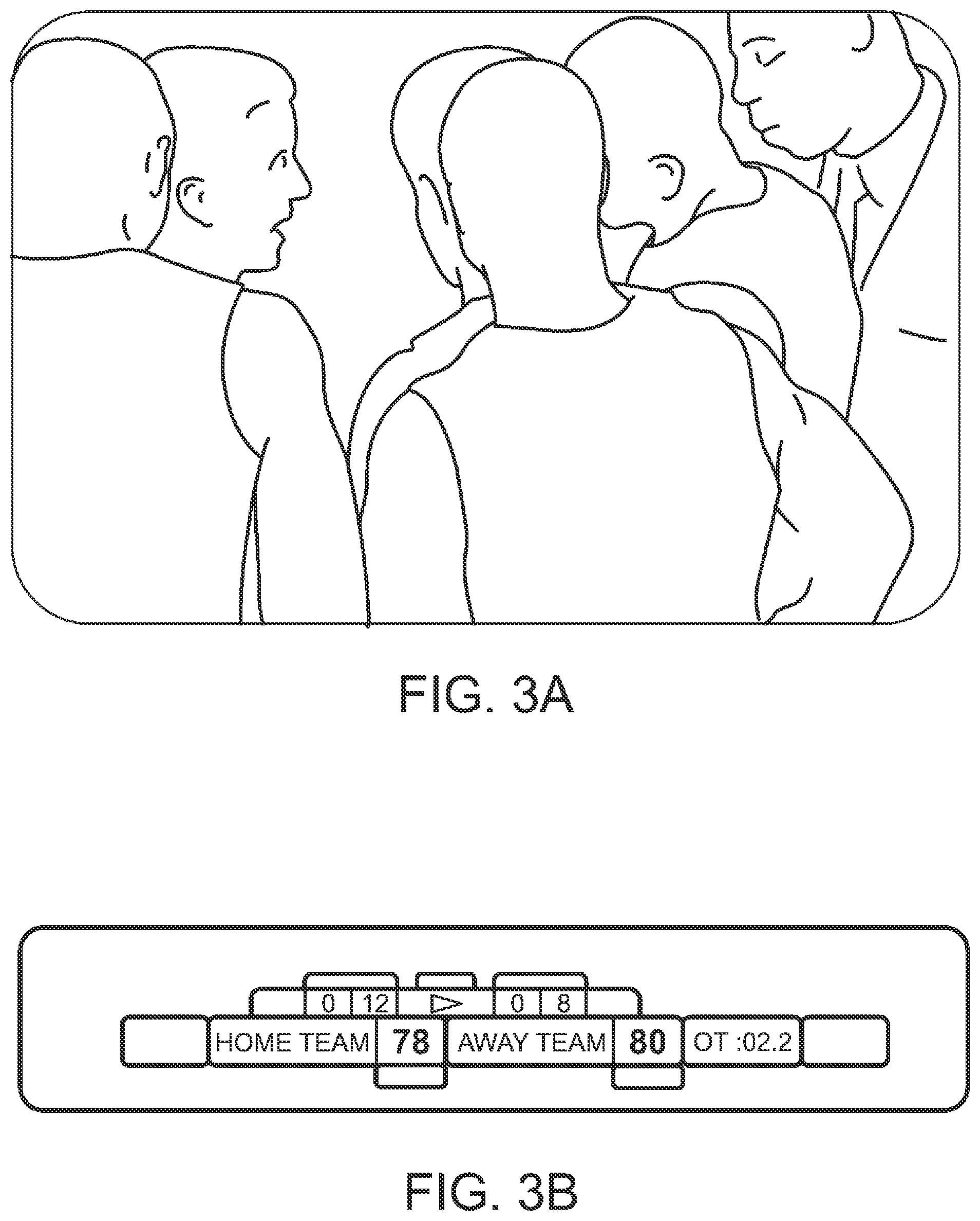 Patent US12568133 Figure 3 – Mobile device displaying real time sports statistics