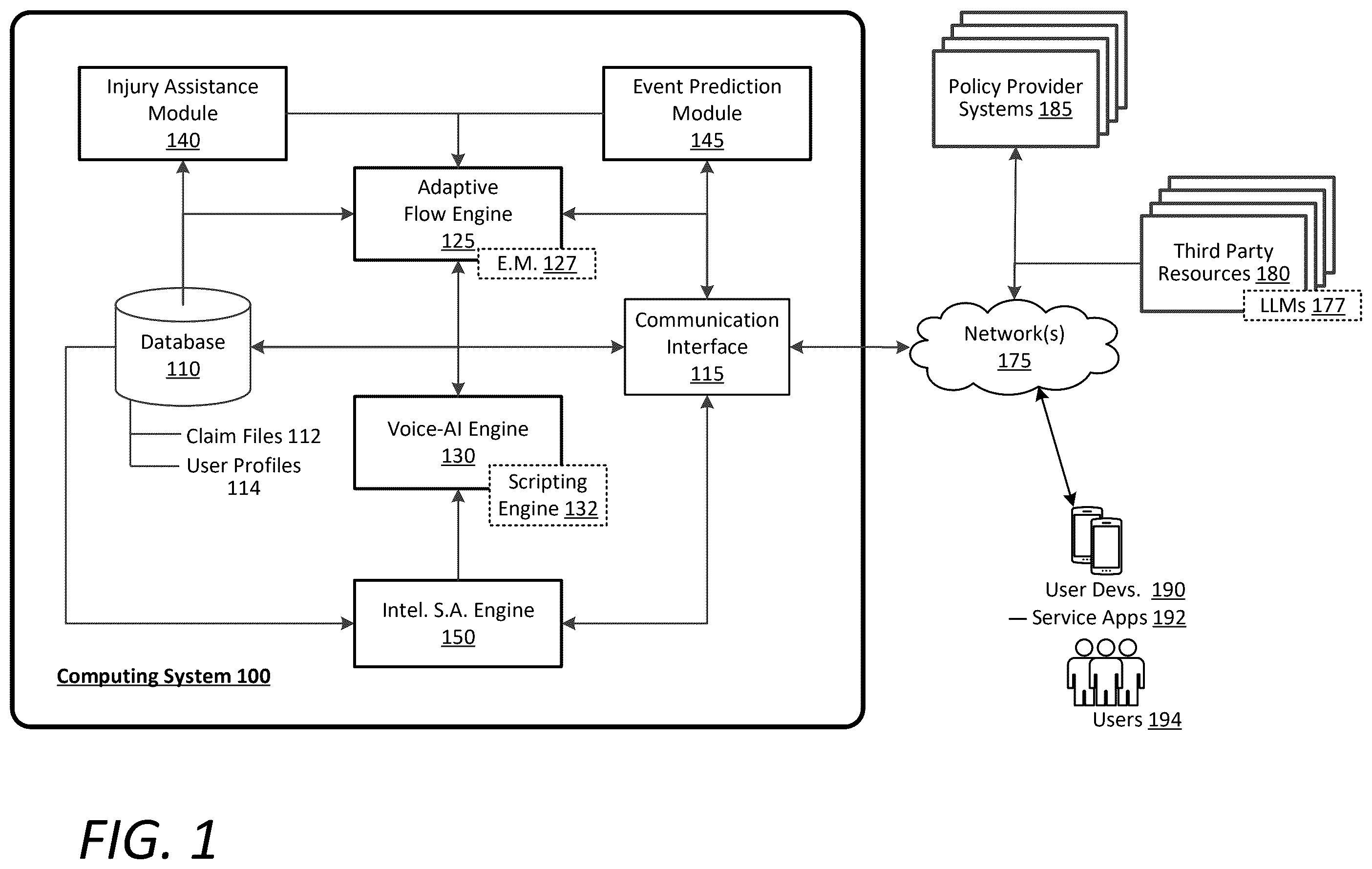 Patent US12568147 — Voice-AI warning system for predicted events — Figure 1