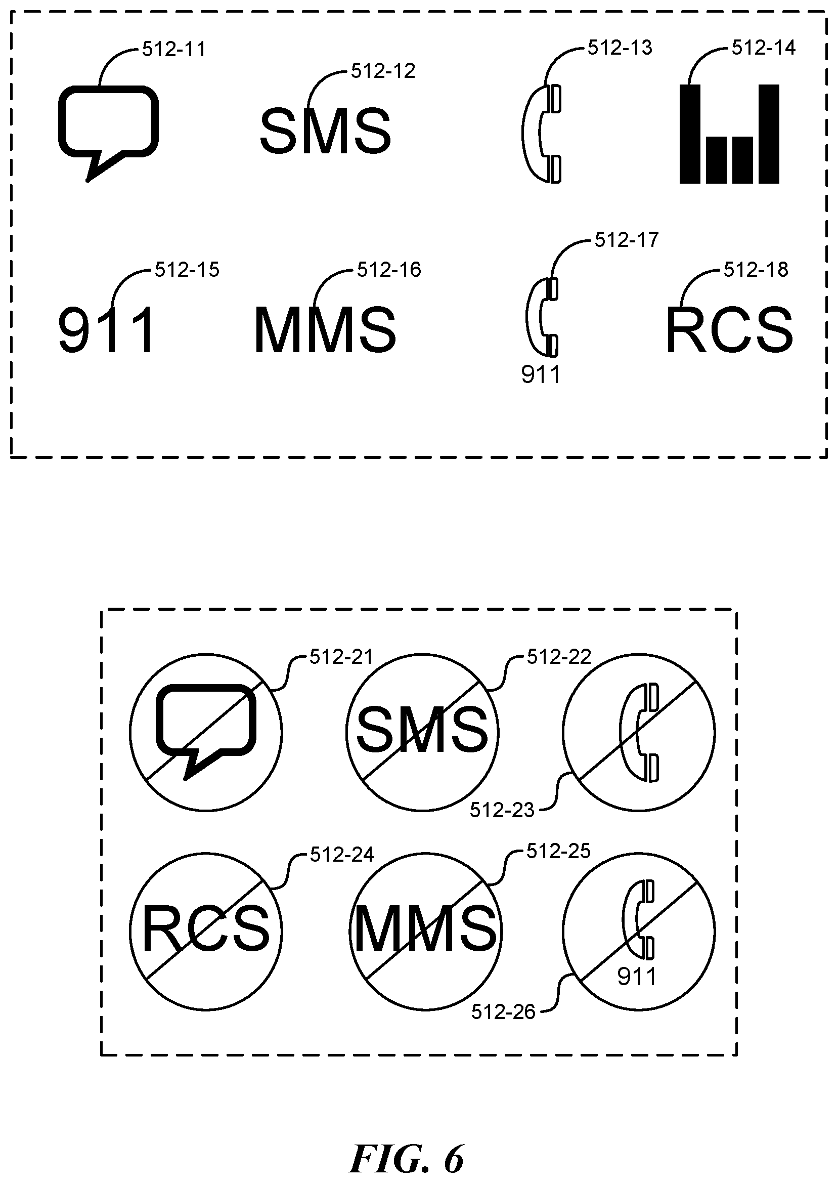 Patent US12568165 Figure 6 – Non-terrestrial network connection icon
