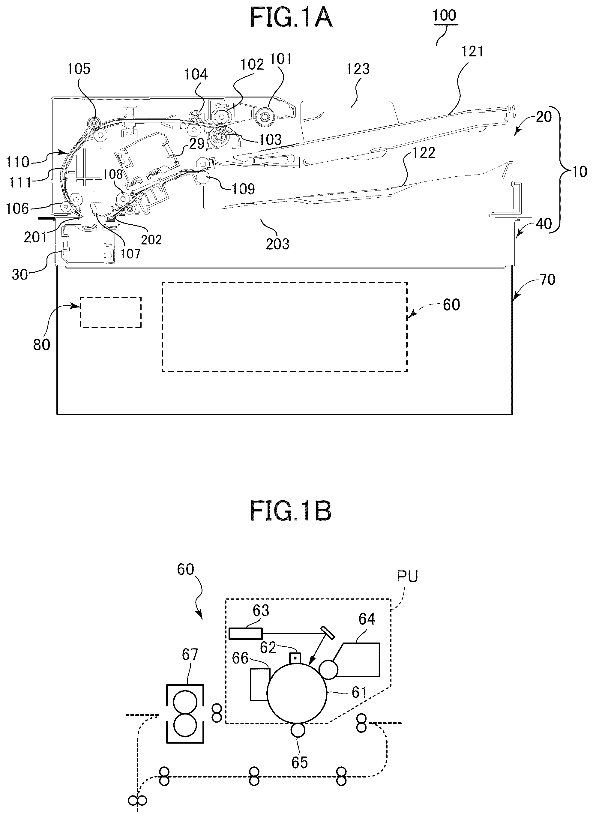 Patent US12568177 Figure 1 – Document reading apparatus and image forming apparatus including hinge mechanism that supports a document conveyance unit