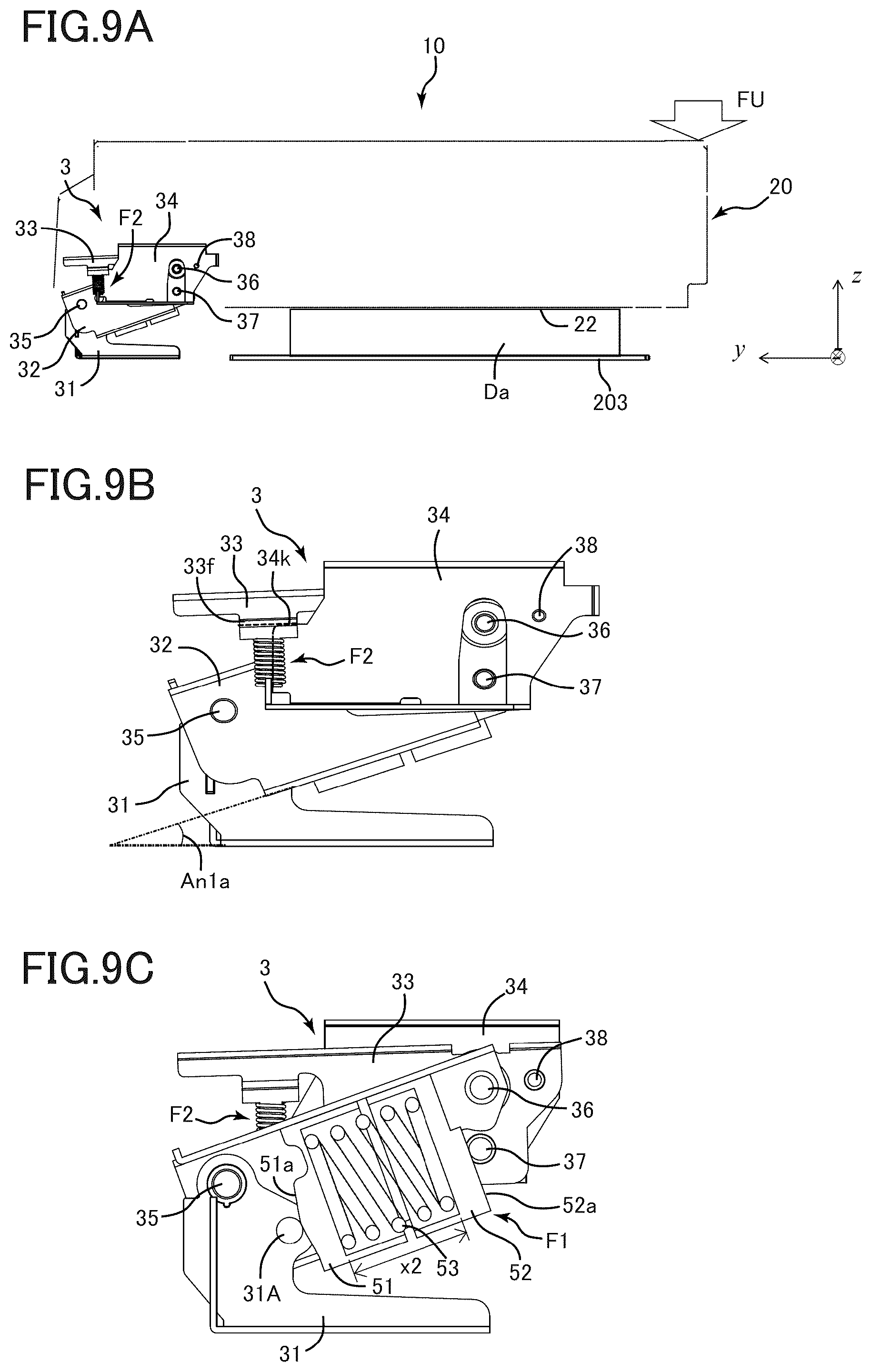 Patent US12568177 Figure 9 – Document reading apparatus and image forming apparatus including hinge mechanism that supports a document conveyance unit