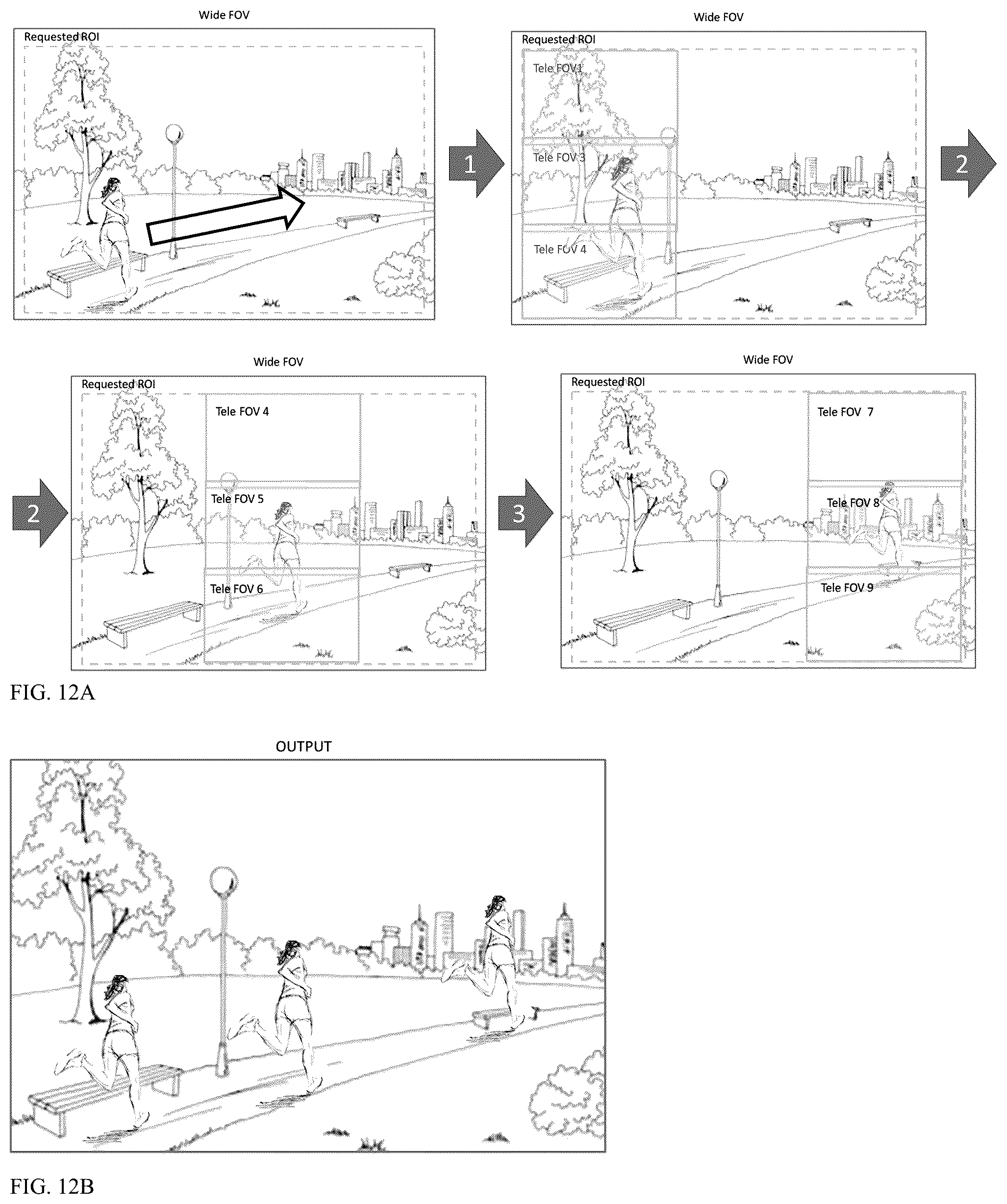 Patent US12568178 Figure 9 – Image stitching in the presence of a full field of view reference image