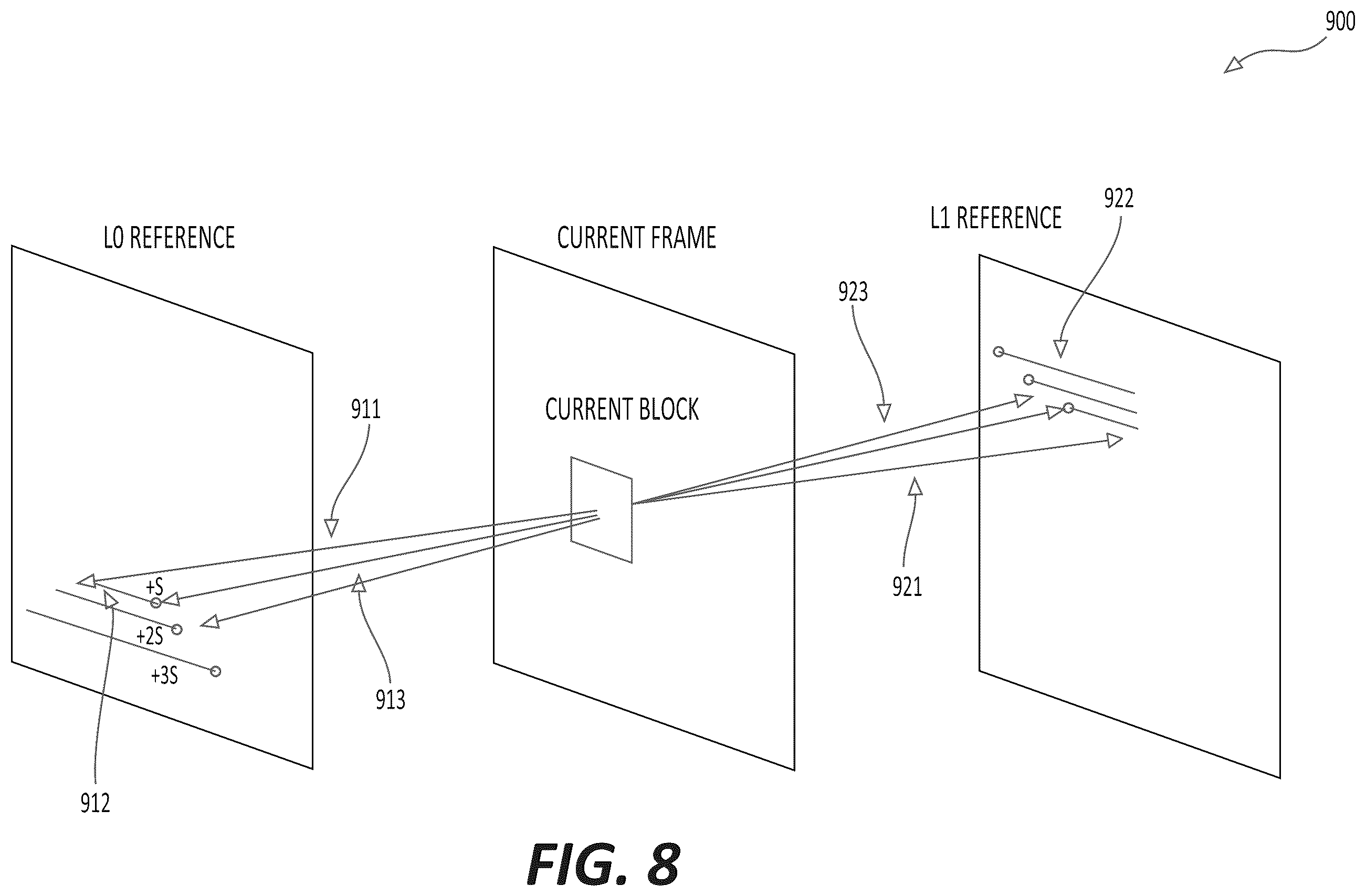 Patent US12568215 Figure 8 – Geometry partition mode and merge mode with motion vector difference signaling