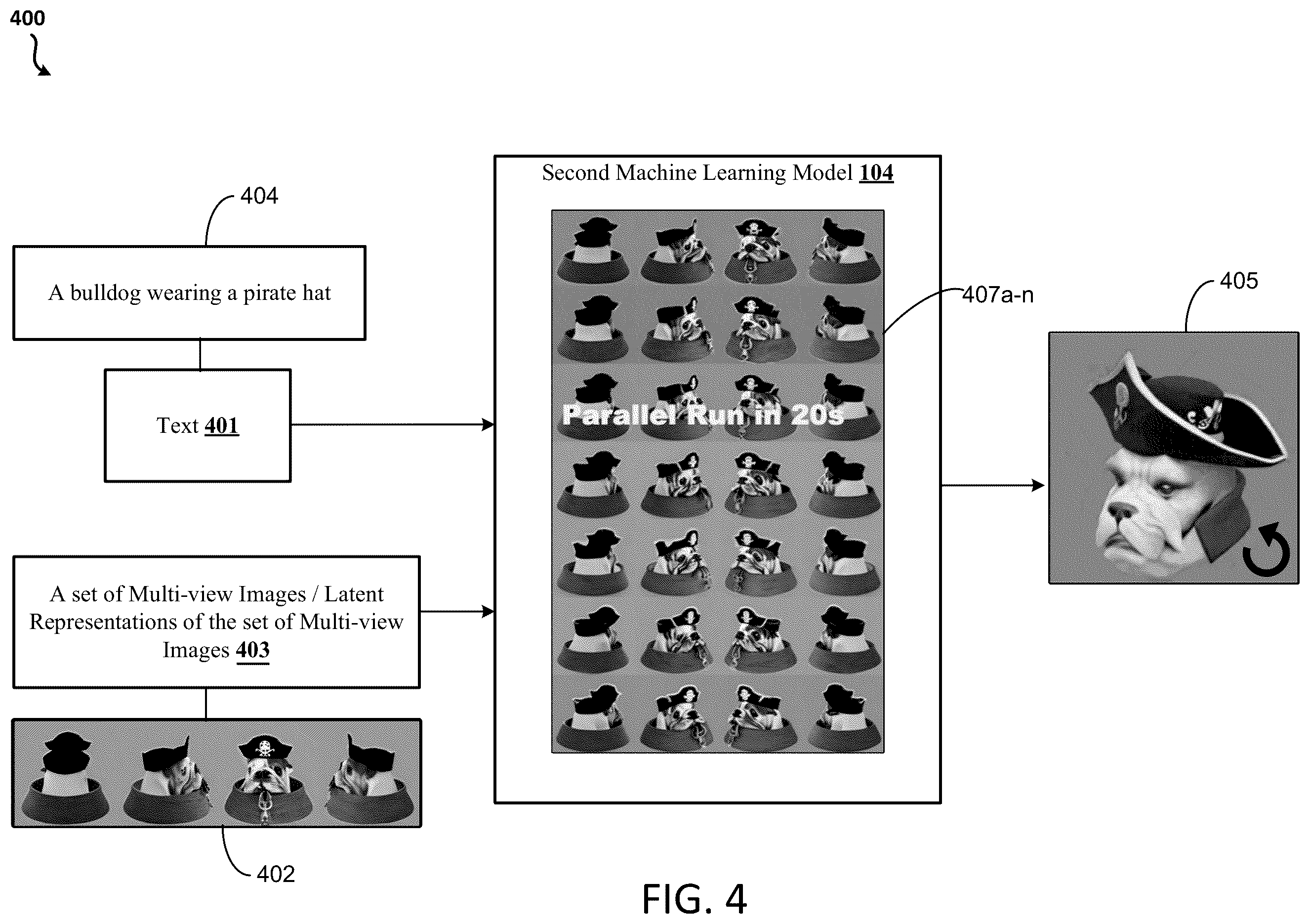 Patent US12568287 Figure 4 – Generating three-dimensional videos based on text using machine learning models