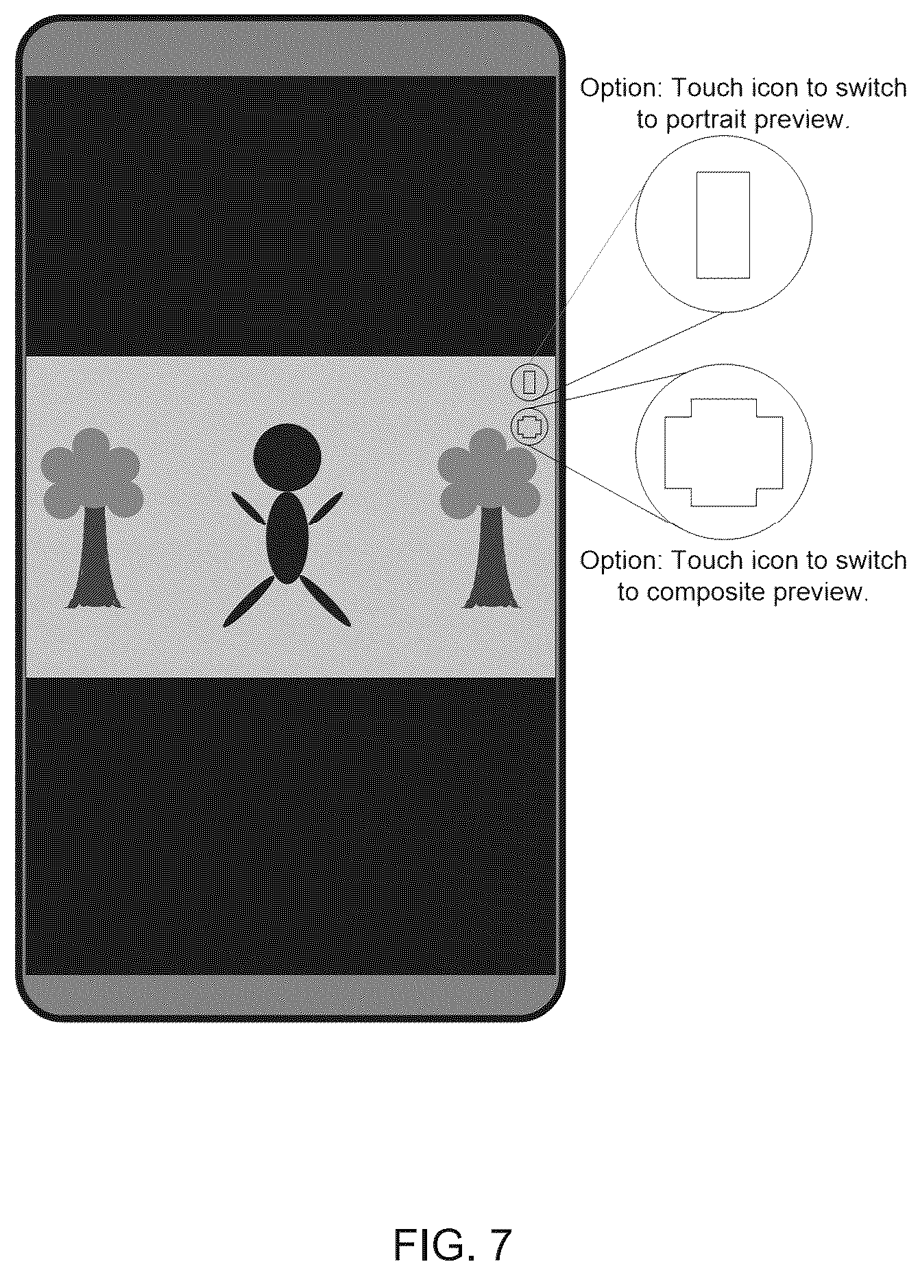 Patent US12568318 Figure 7 – Simultaneously capturing images in landscape and portrait modes
