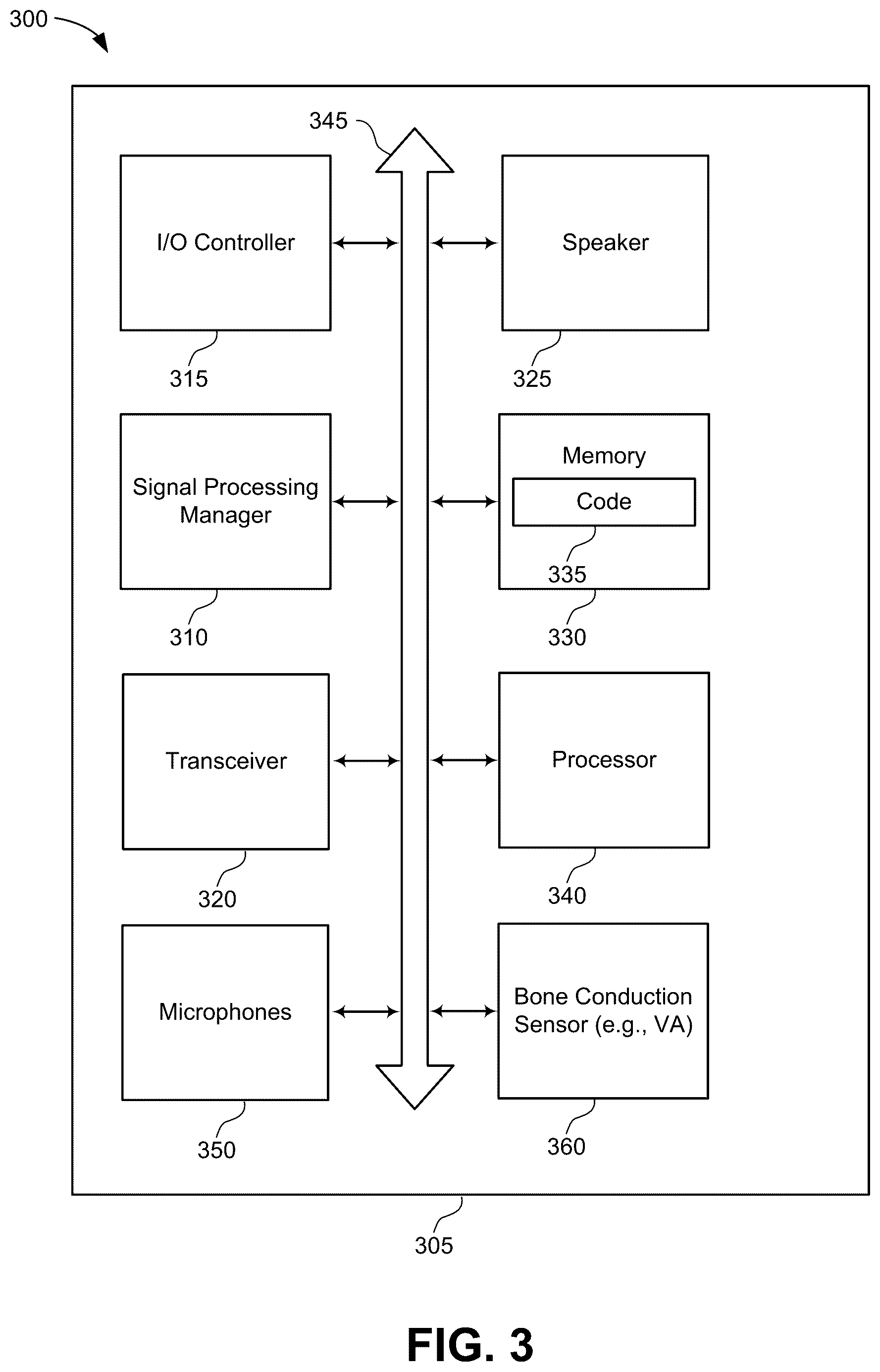 Patent US12568328 Figure 3 – Piezoelectric voice accelerometer with back cavity air pressure coupling and multiple resonance peaks