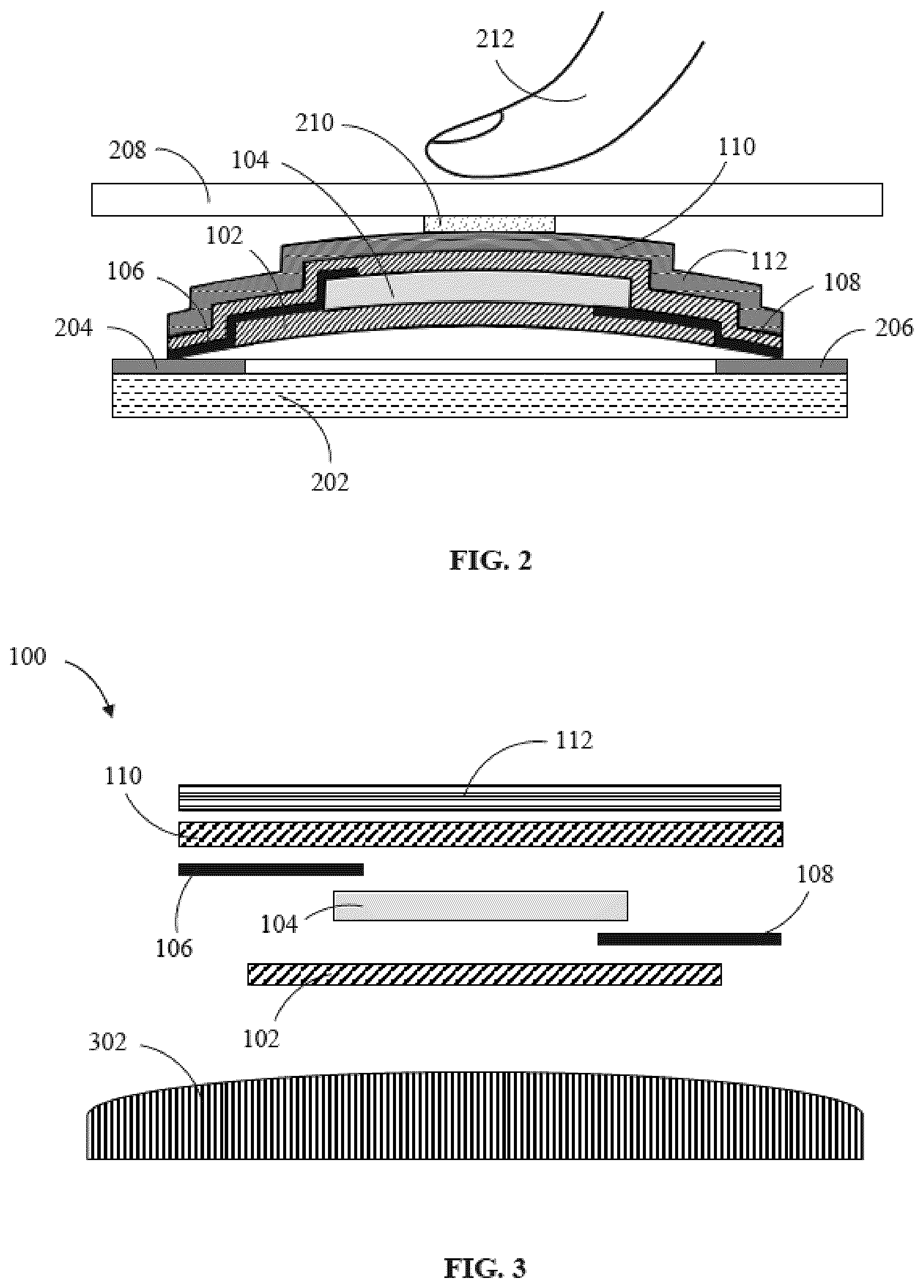 Patent US12568338 Figure 2 – Piezoelectric transducer providing haptic feedback