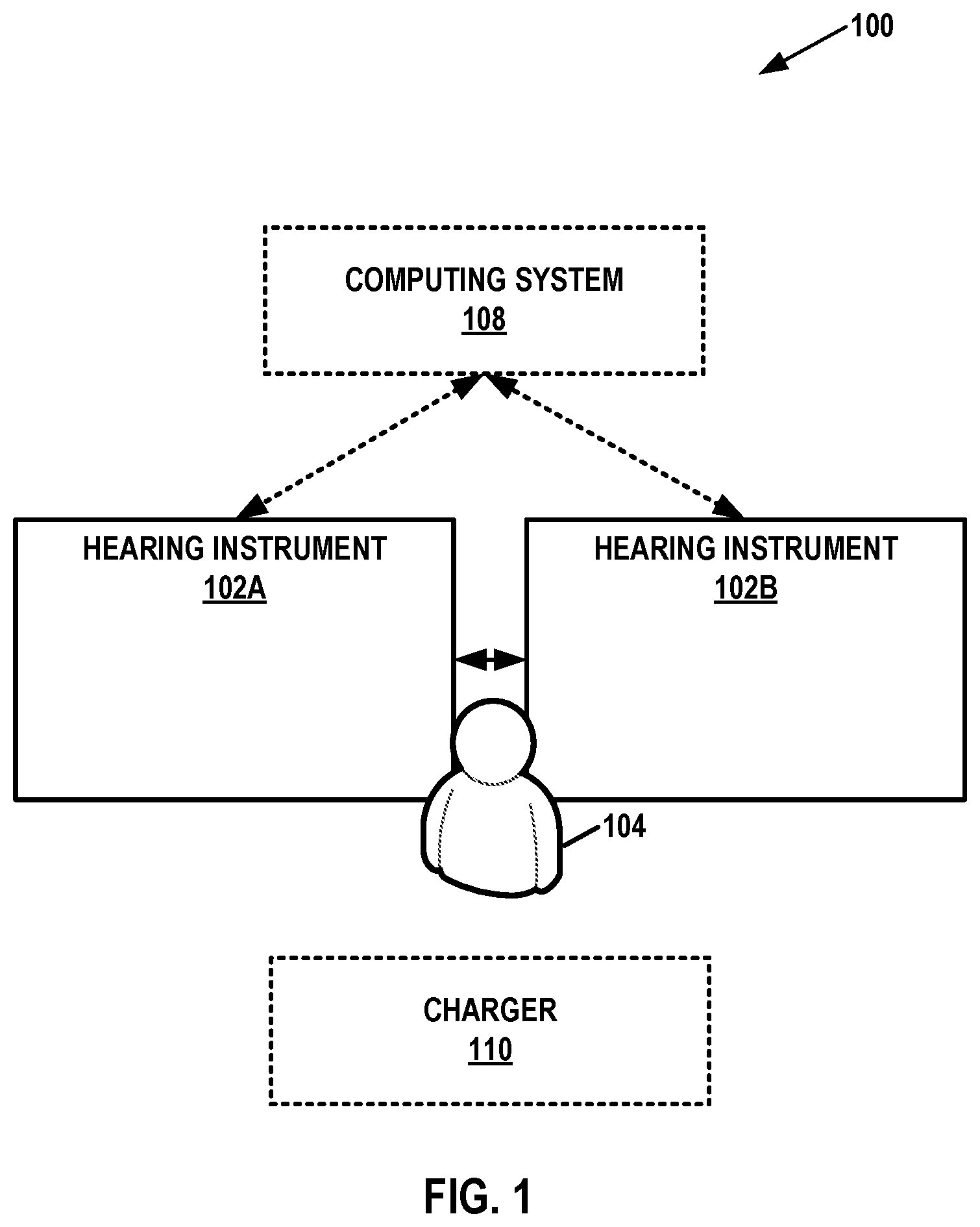 Patent US12568339 Figure 1 – Curved acoustic path for hearing instruments