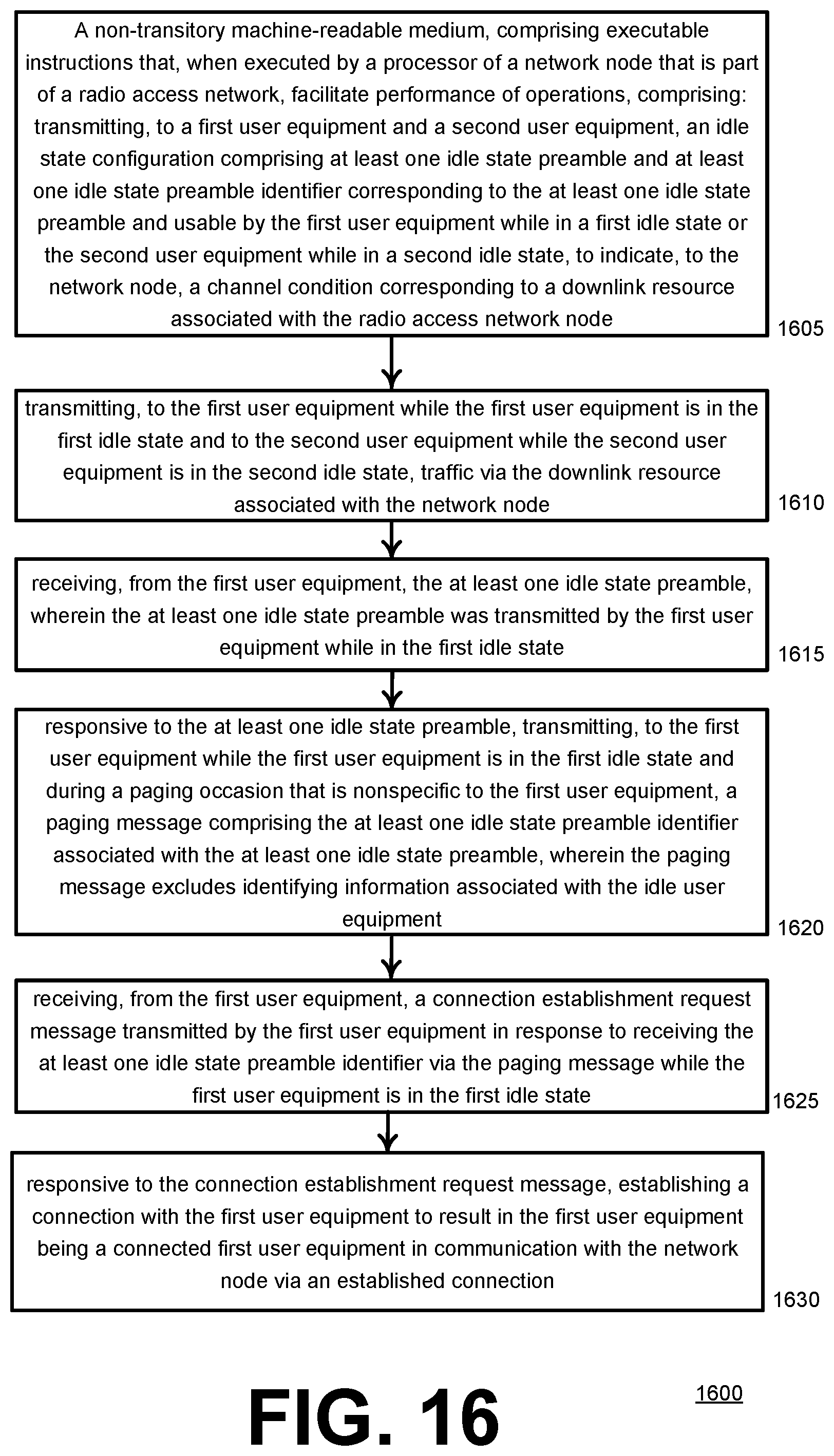 Patent US12568467 Figure 16 – Preamble-based paging of idle mode user equipment