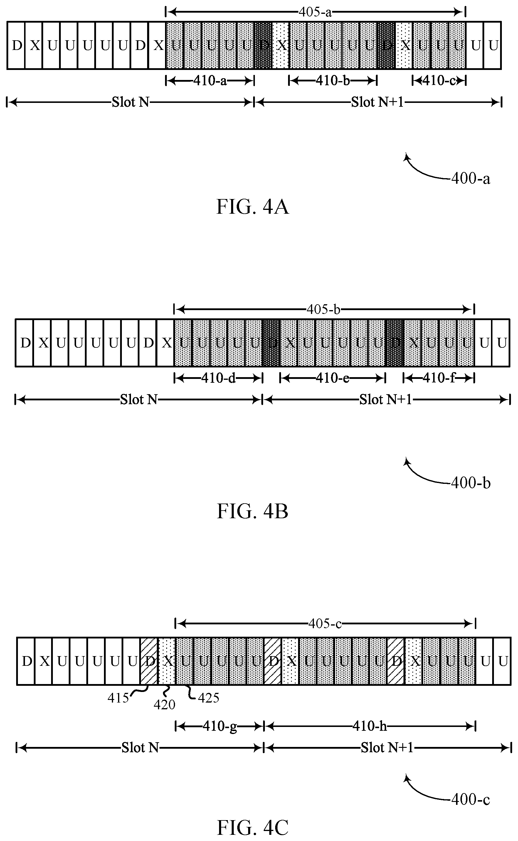 Patent US12568504 Figure 4 – Physical uplink shared channel repetition across slot boundary