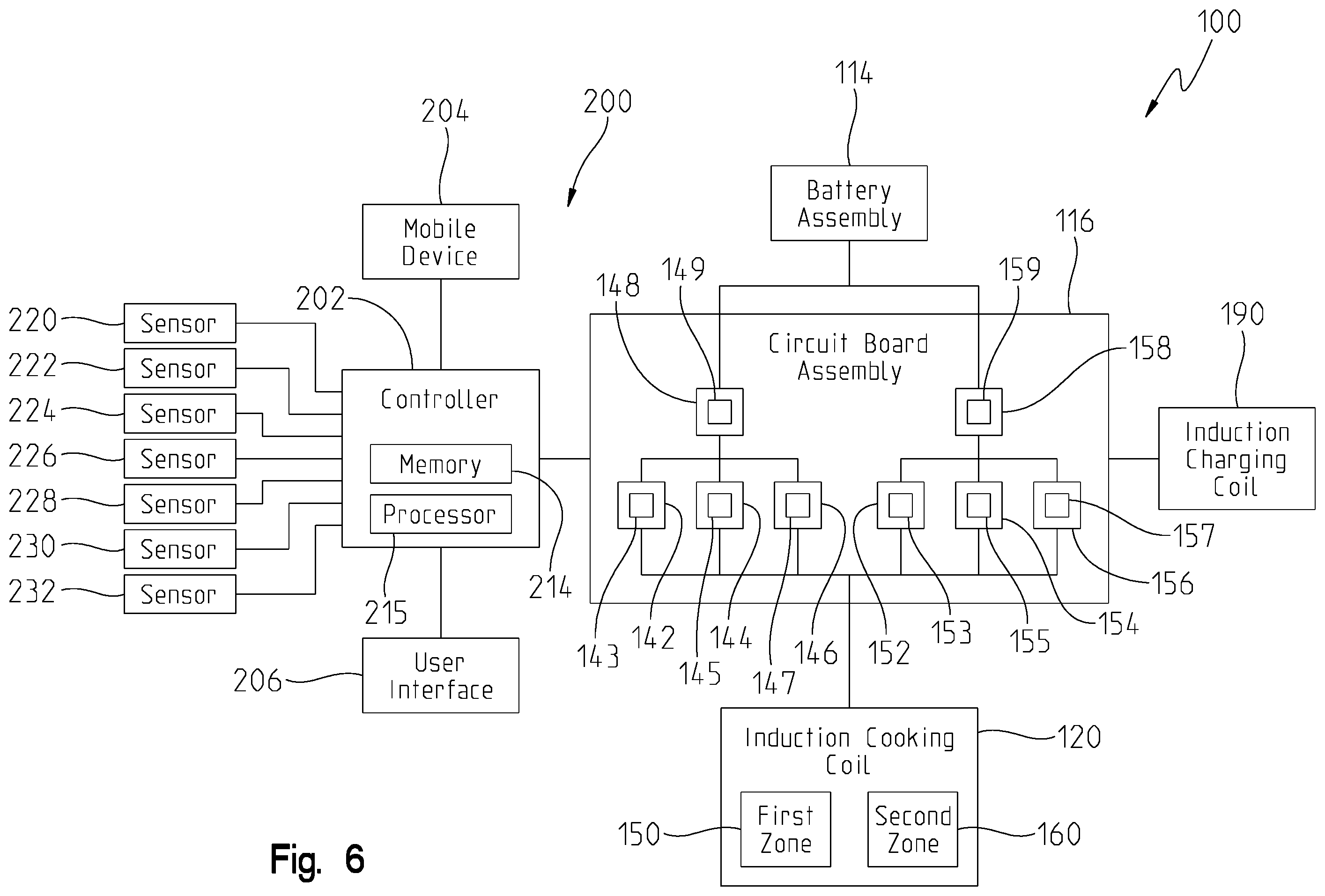 Patent US12568559 Figure 6 – Smart electromagnetic induction wireless charging and cooking device