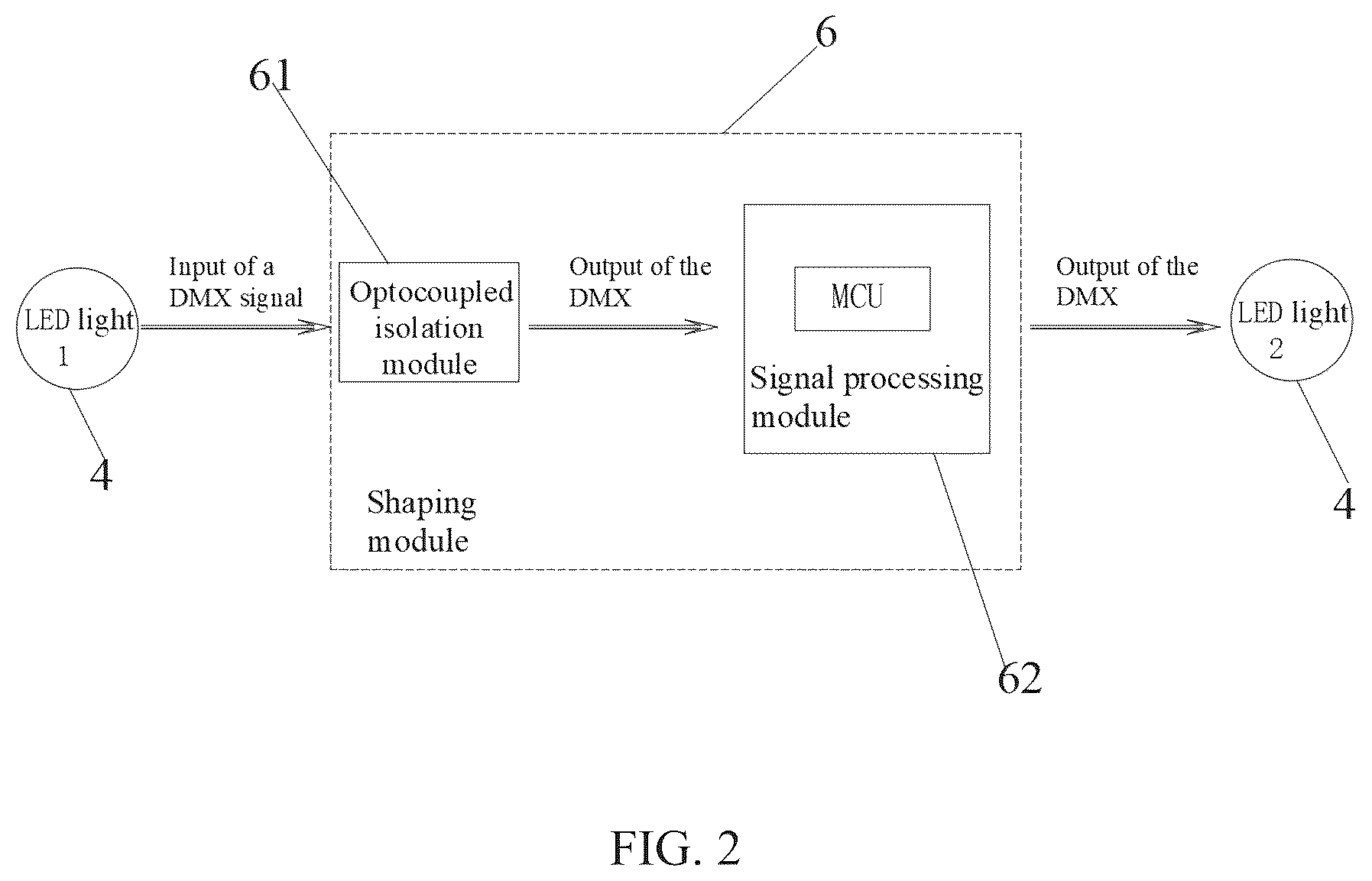 Patent US12568561 Figure 2 – Light system with signal shaping module